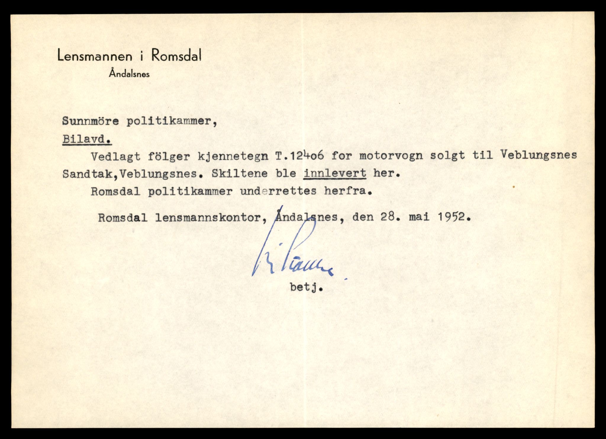 Møre og Romsdal vegkontor - Ålesund trafikkstasjon, AV/SAT-A-4099/F/Fe/L0033: Registreringskort for kjøretøy T 12151 - T 12474, 1927-1998, s. 2965