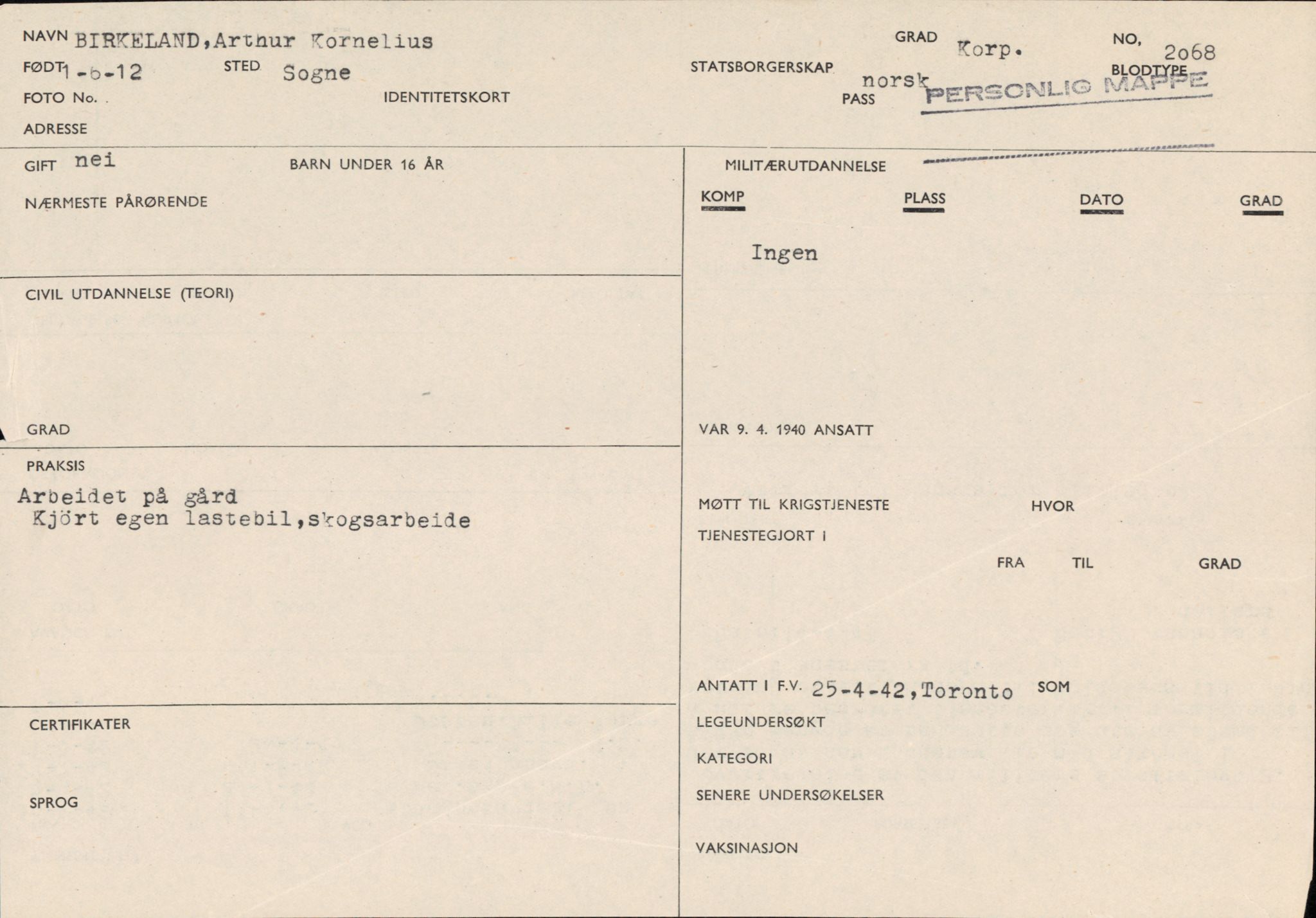 Forsvaret, Forsvarets overkommando/Luftforsvarsstaben, RA/RAFA-4079/P/Pa/L0029: Personellpapirer, 1912, s. 156