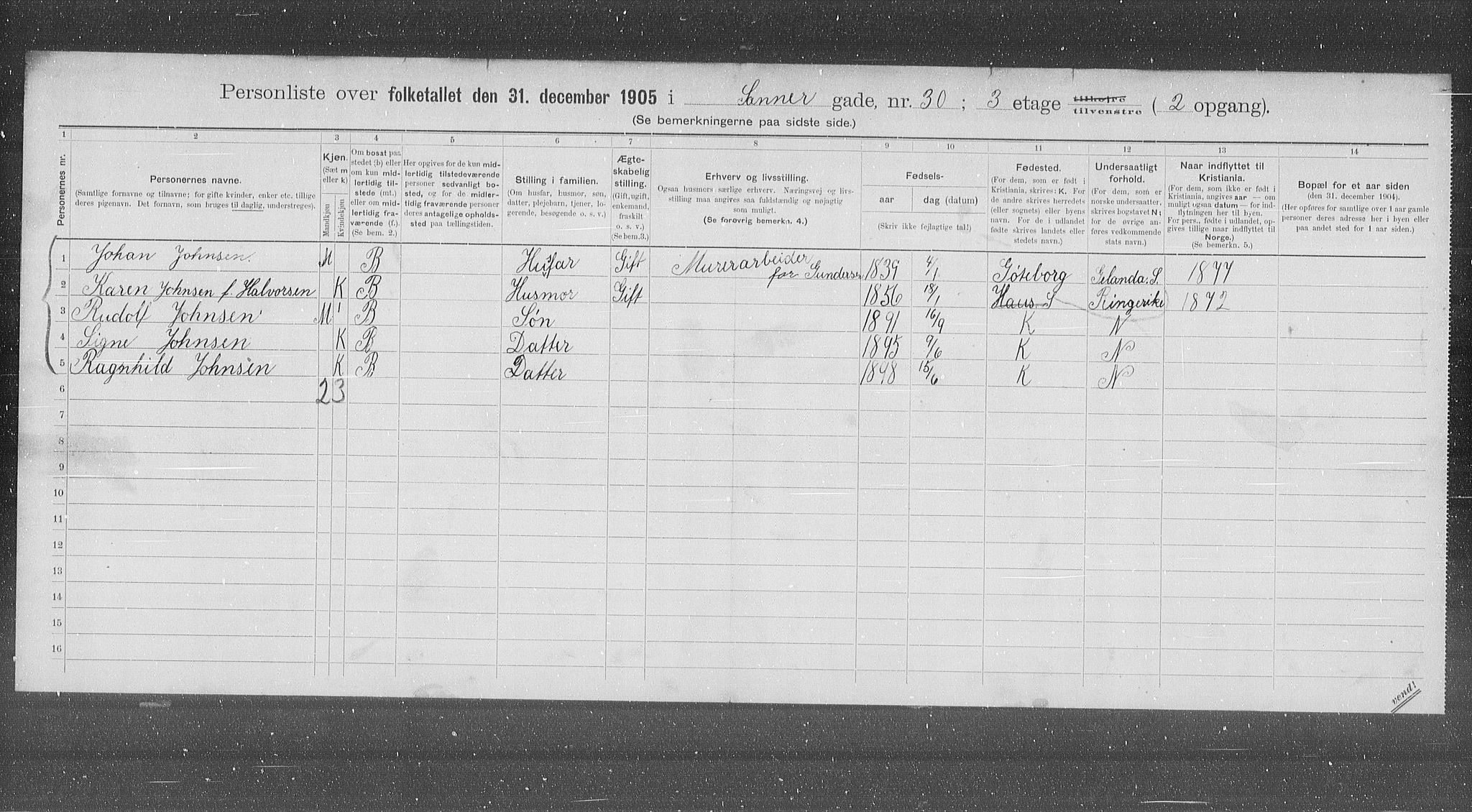 OBA, Kommunal folketelling 31.12.1905 for Kristiania kjøpstad, 1905, s. 46300