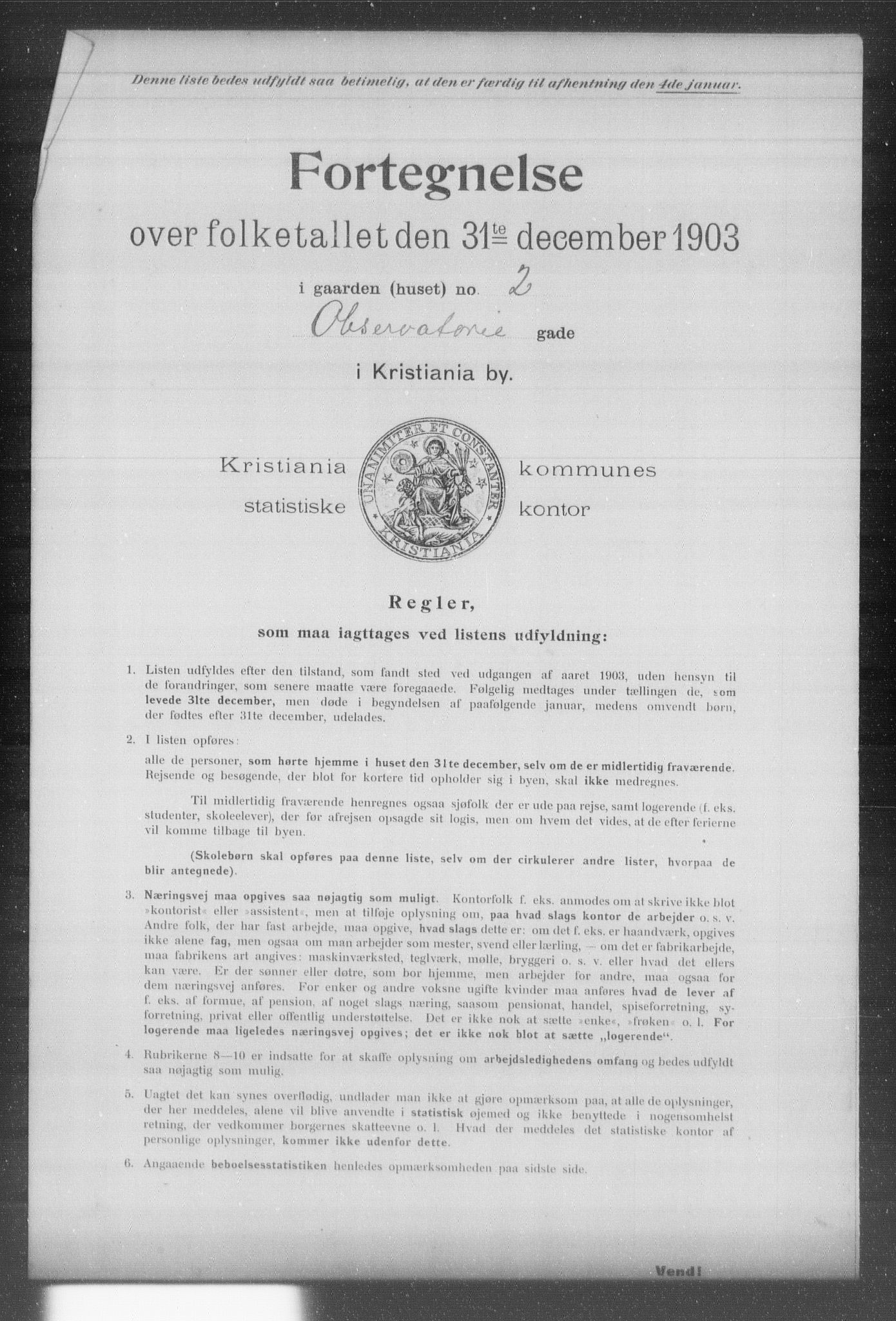 OBA, Kommunal folketelling 31.12.1903 for Kristiania kjøpstad, 1903, s. 14485