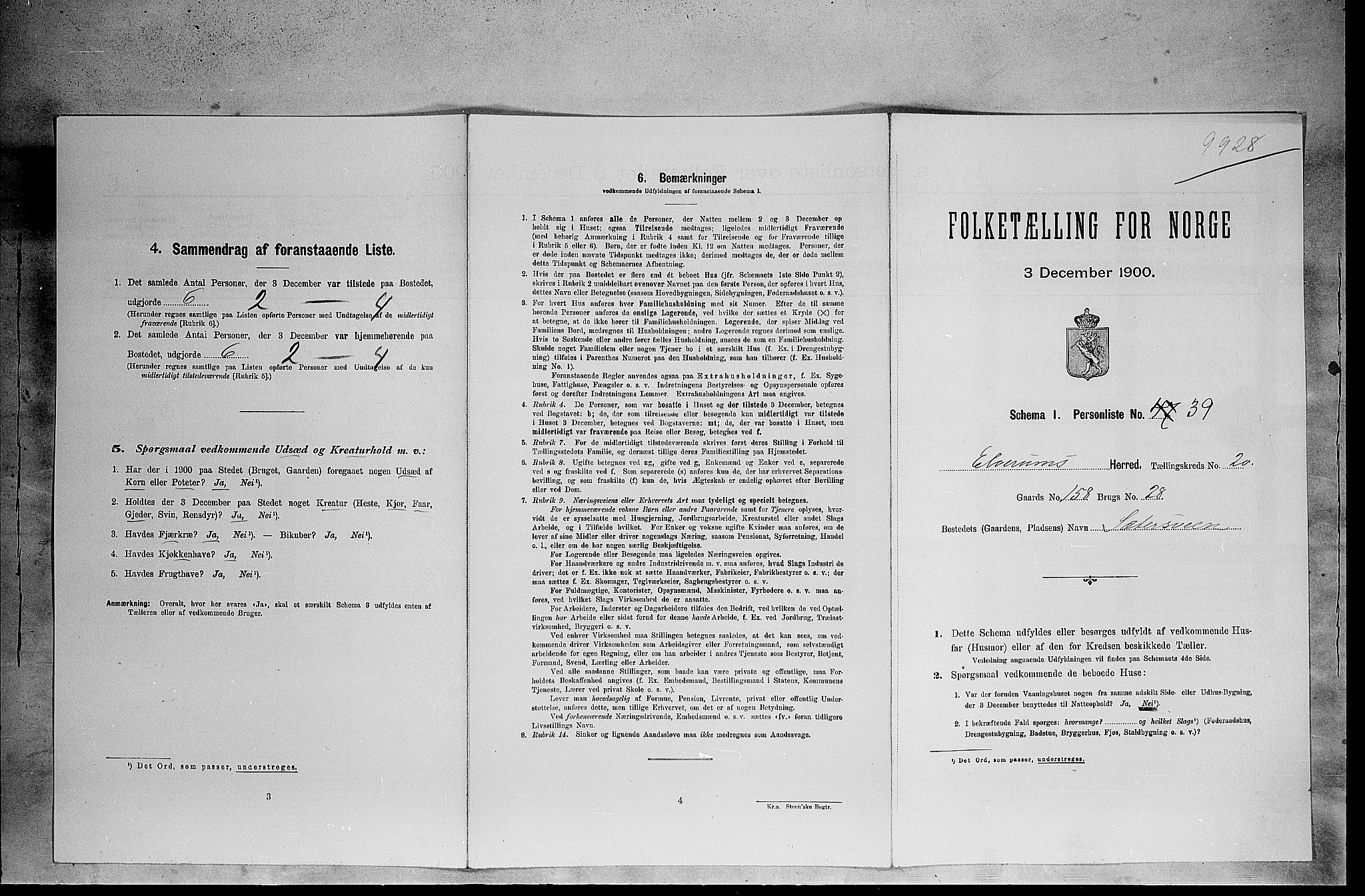 SAH, Folketelling 1900 for 0427 Elverum herred, 1900, s. 2672