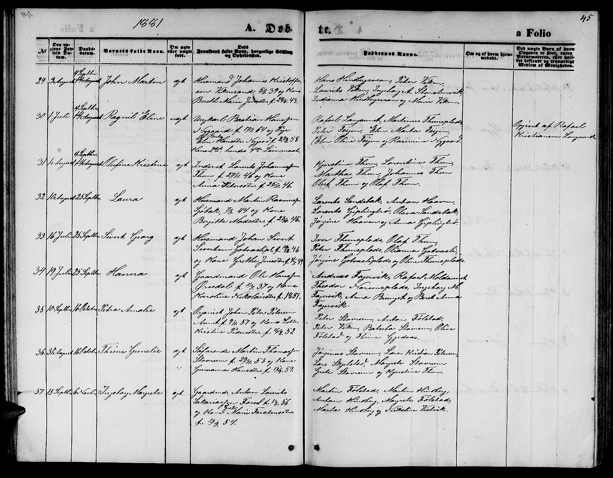 Ministerialprotokoller, klokkerbøker og fødselsregistre - Nord-Trøndelag, AV/SAT-A-1458/744/L0422: Klokkerbok nr. 744C01, 1871-1885, s. 45