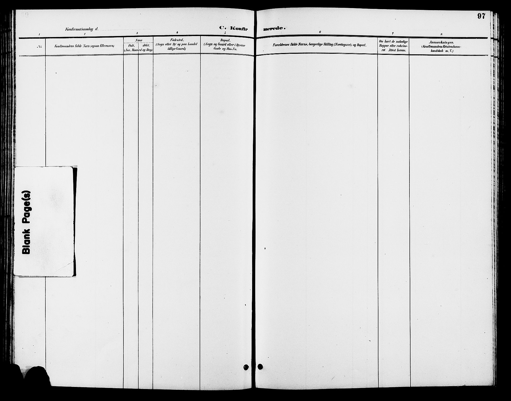 Sør-Audnedal sokneprestkontor, SAK/1111-0039/F/Fb/Fba/L0004: Klokkerbok nr. B 4, 1893-1909, s. 97