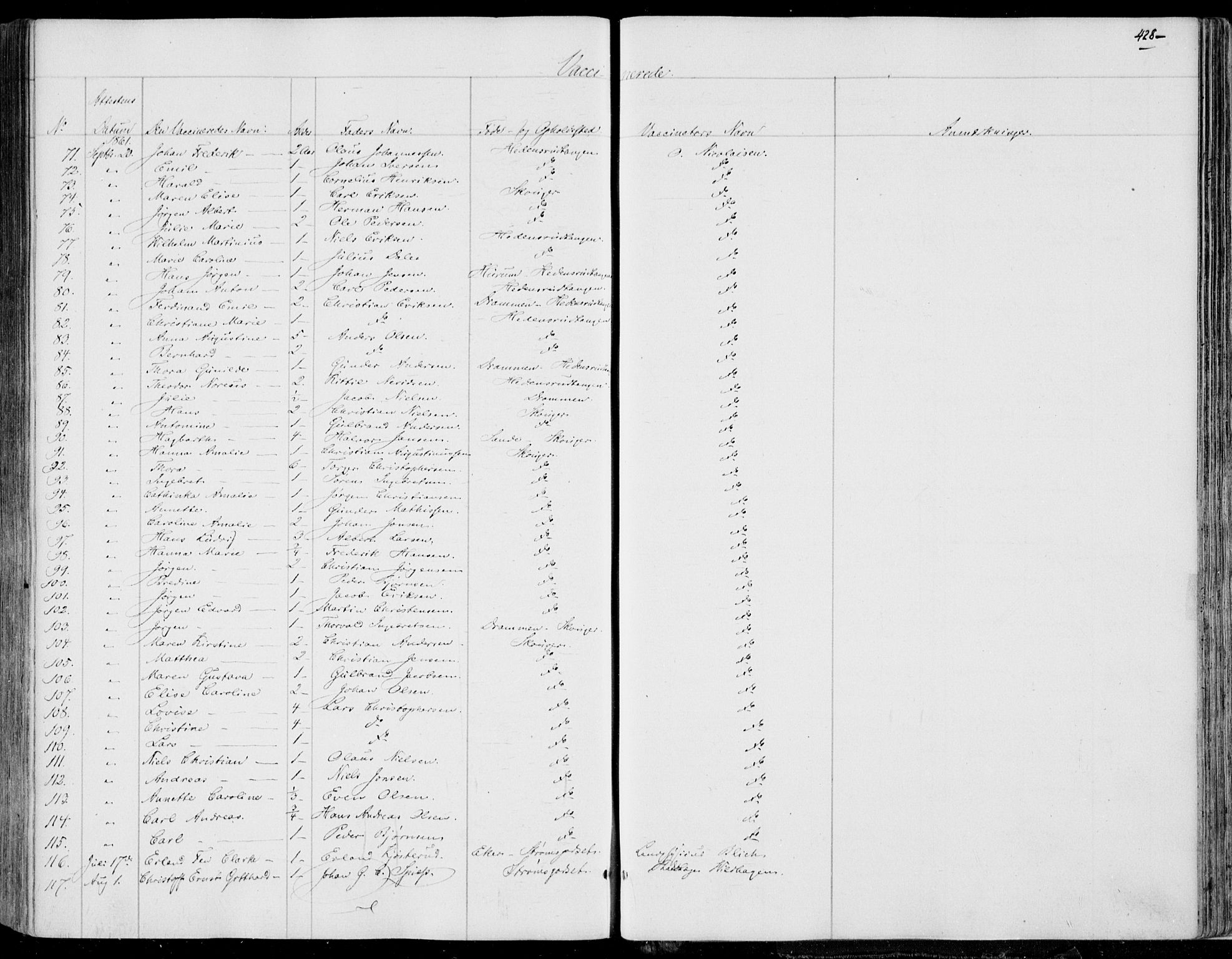 Skoger kirkebøker, SAKO/A-59/F/Fa/L0003: Ministerialbok nr. I 3, 1842-1861, s. 428