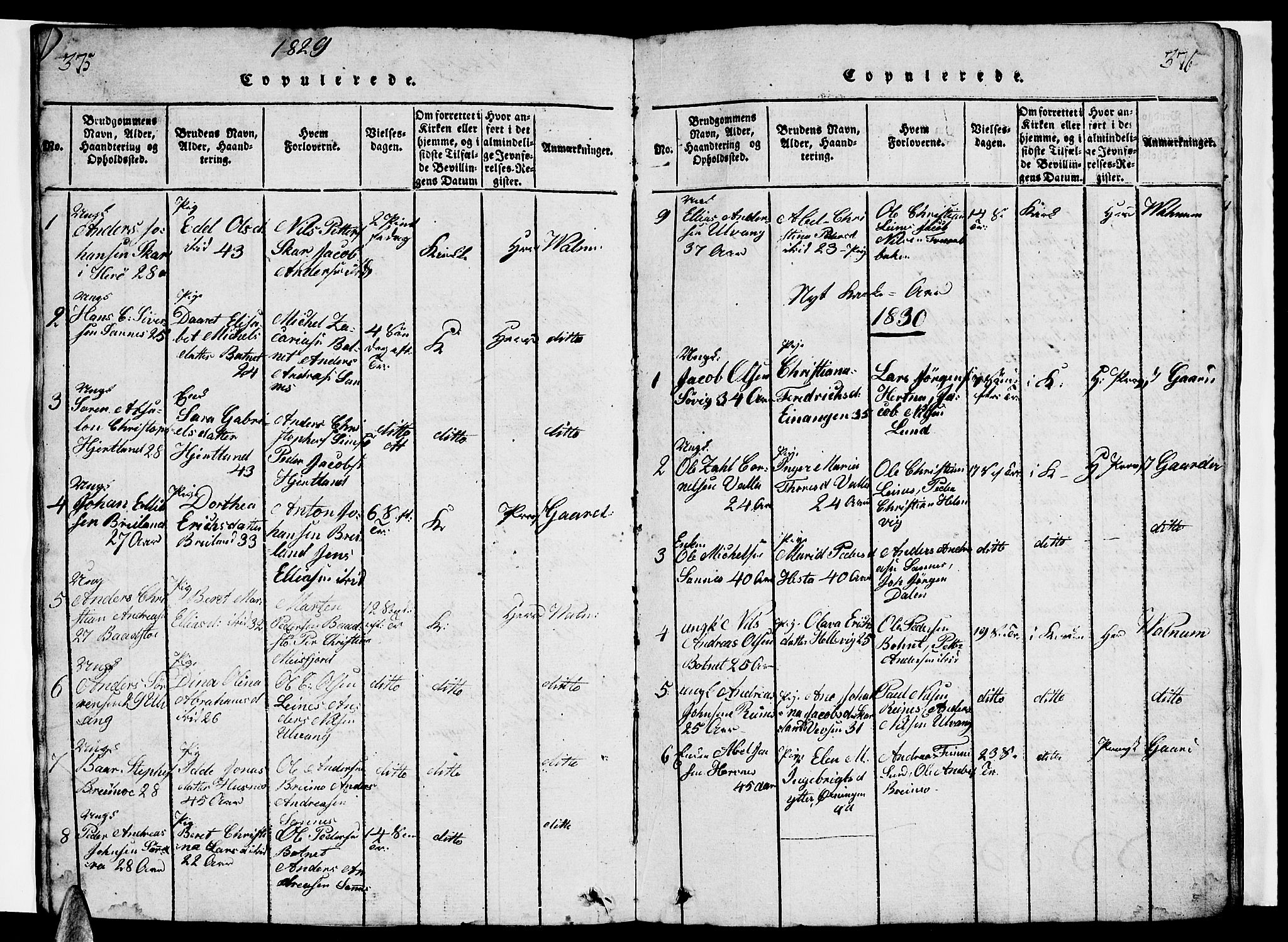 Ministerialprotokoller, klokkerbøker og fødselsregistre - Nordland, AV/SAT-A-1459/831/L0474: Klokkerbok nr. 831C01, 1820-1850, s. 375-376