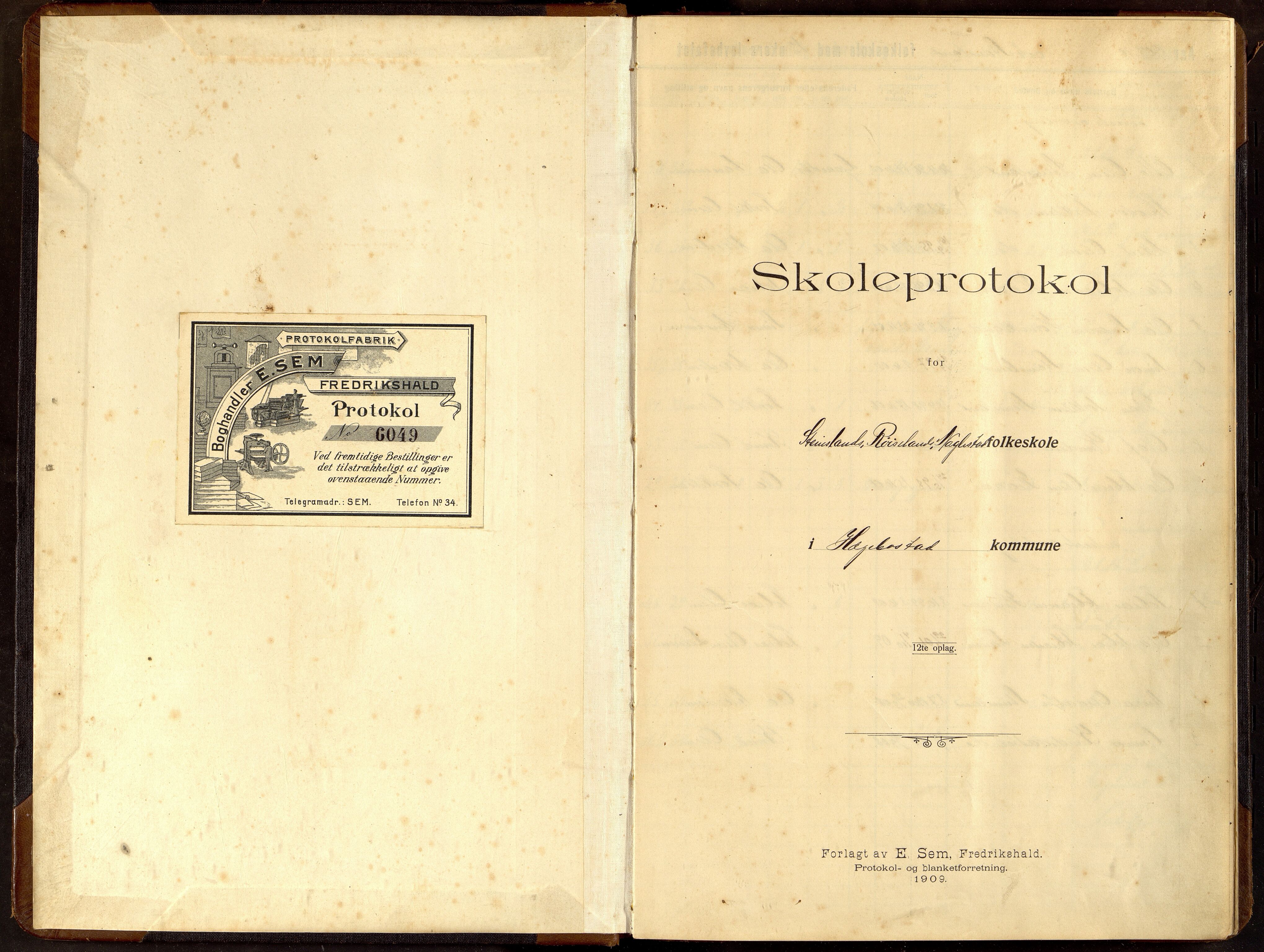 Hægebostad kommune - Røyseland Skole, ARKSOR/1034HG551/H/L0003: Skoleprotokoll, 1909-1924