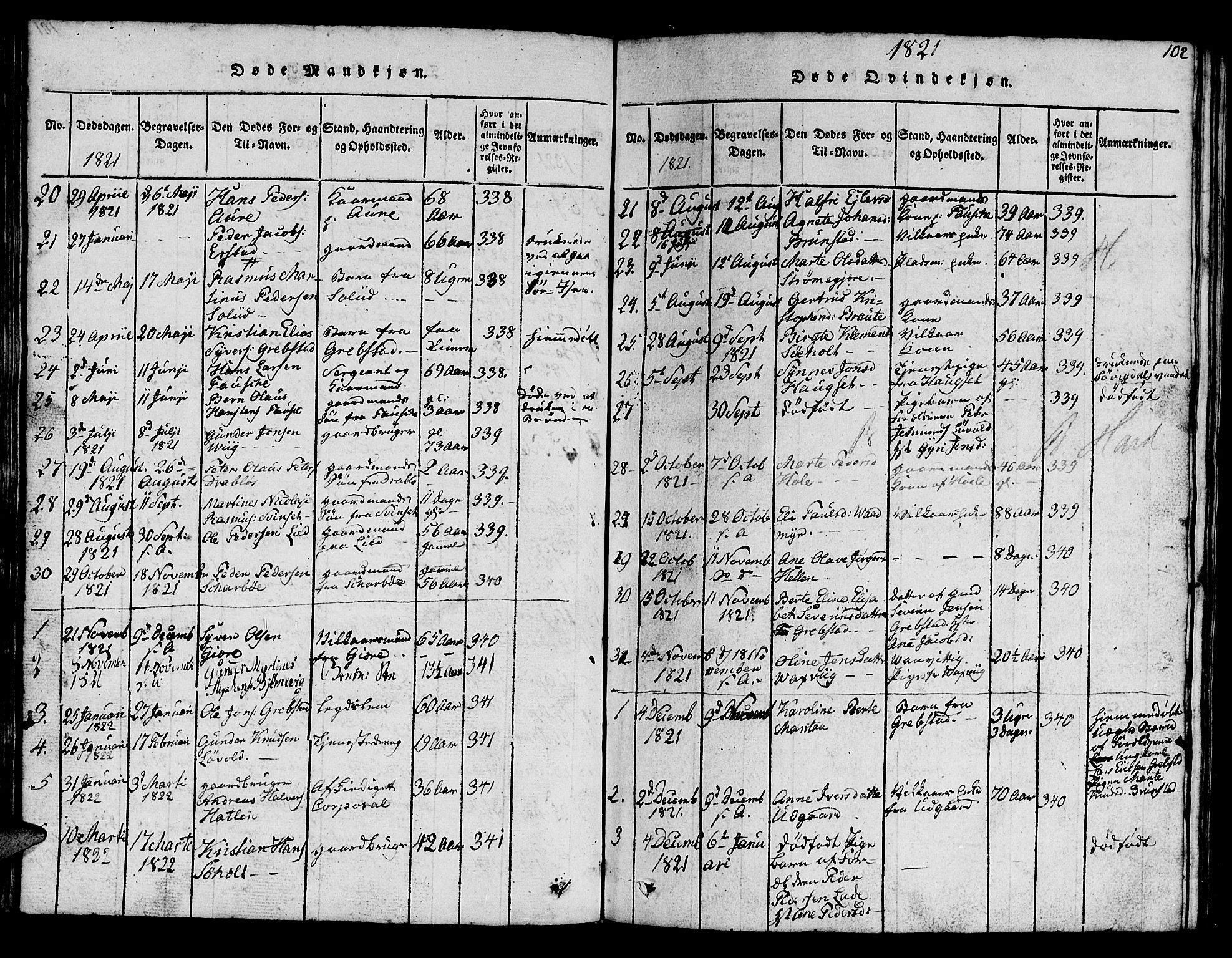 Ministerialprotokoller, klokkerbøker og fødselsregistre - Møre og Romsdal, SAT/A-1454/522/L0322: Klokkerbok nr. 522C01, 1816-1830, s. 102