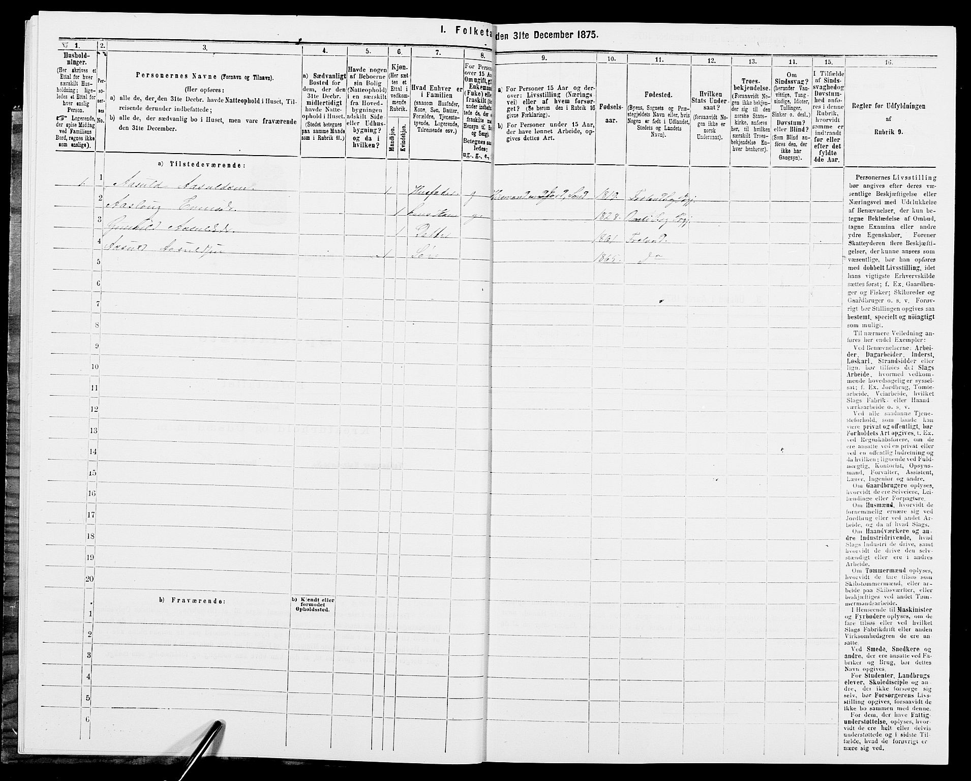 SAK, Folketelling 1875 for 0919P Froland prestegjeld, 1875, s. 508