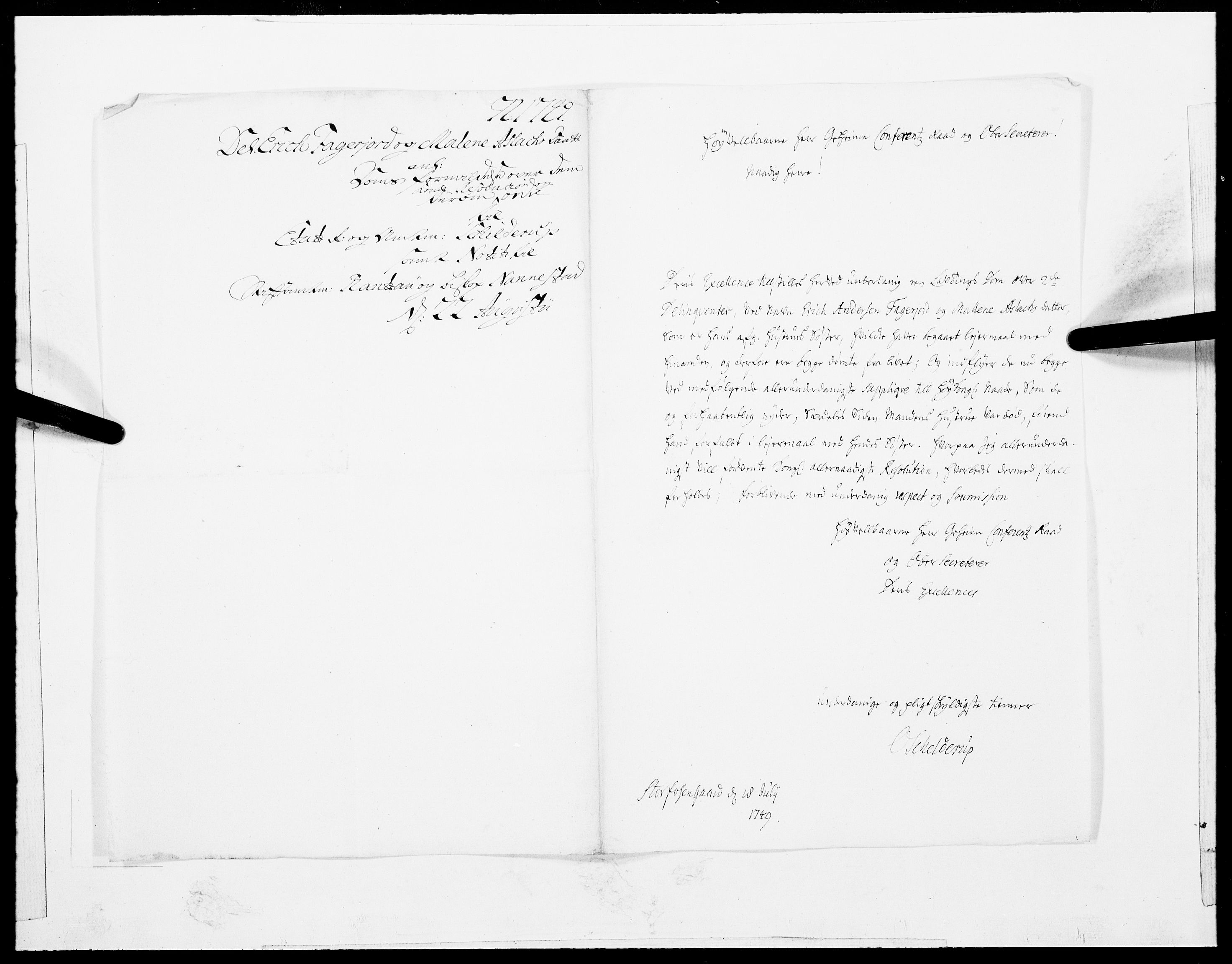 Danske Kanselli 1572-1799, AV/RA-EA-3023/F/Fc/Fcc/Fcca/L0152: Norske innlegg 1572-1799, 1749, s. 299