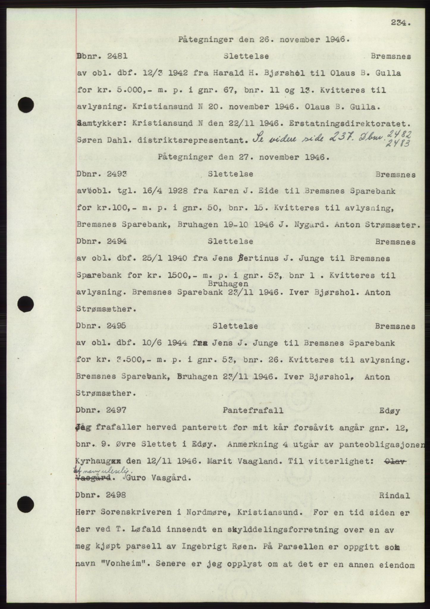 Nordmøre sorenskriveri, SAT/A-4132/1/2/2Ca: Pantebok nr. C82b, 1946-1951, Dagboknr: 2481/1946