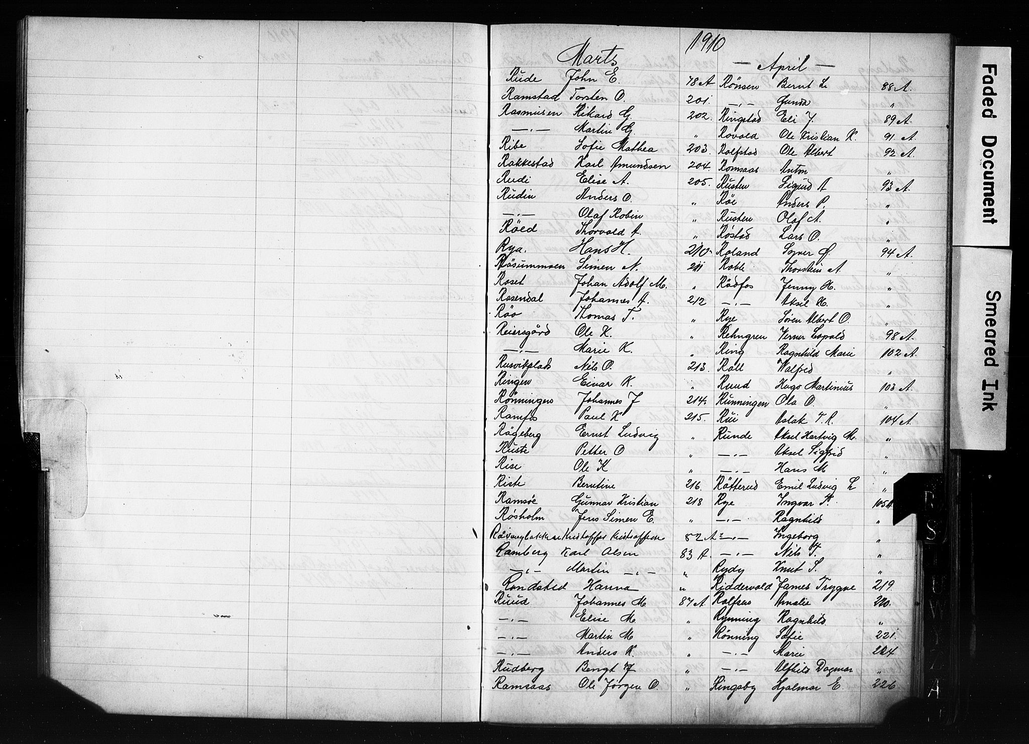 Oslo politidistrikt, AV/SAO-A-10085/E/Ee/Eefa/L0011: Register til emigrantprotokollene, 1910-1914