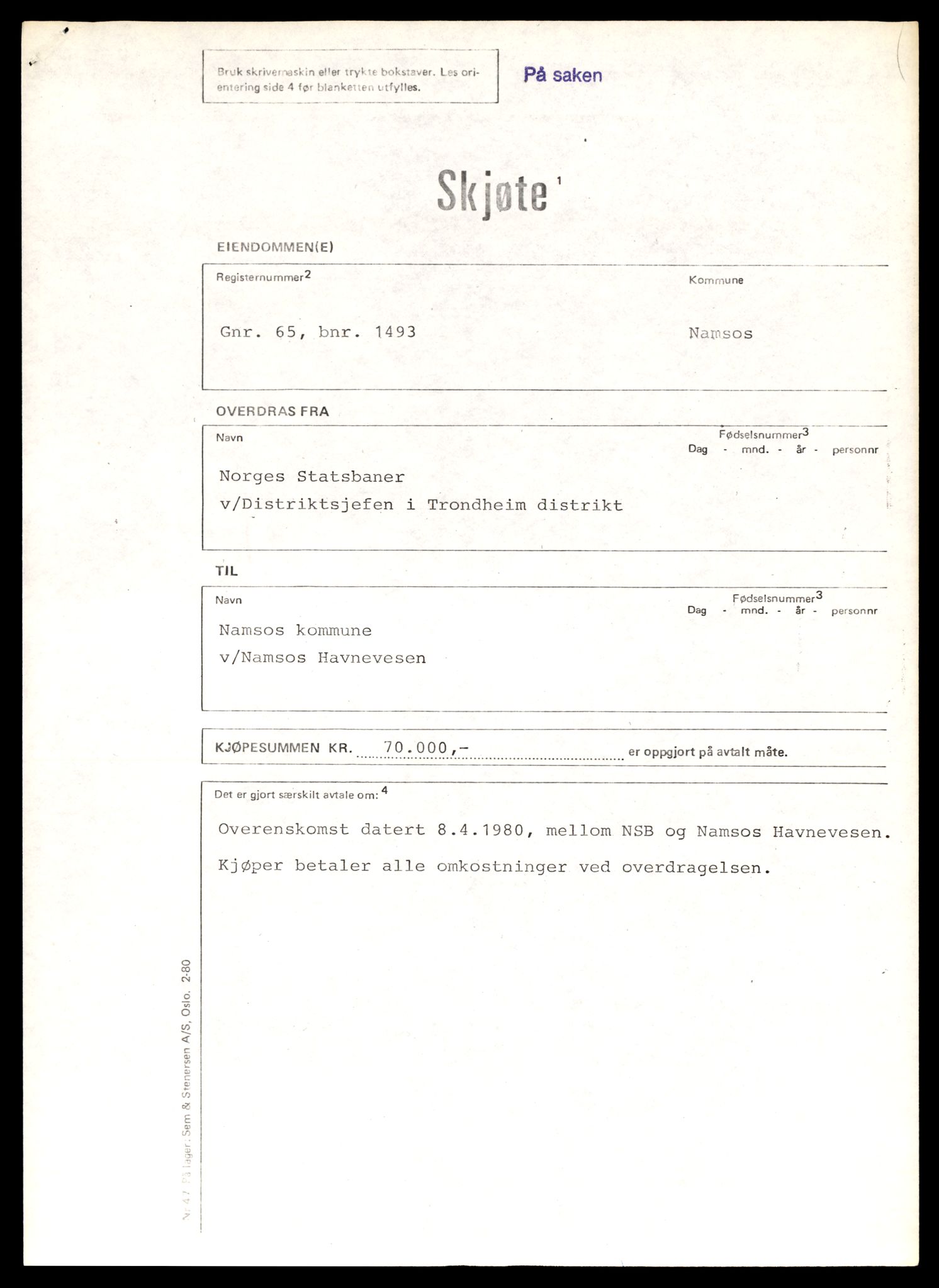 Norges statsbaner (NSB) - Trondheim distrikt, AV/SAT-A-6436/0002/Dd/L0819: --, 1936-1990, s. 1246