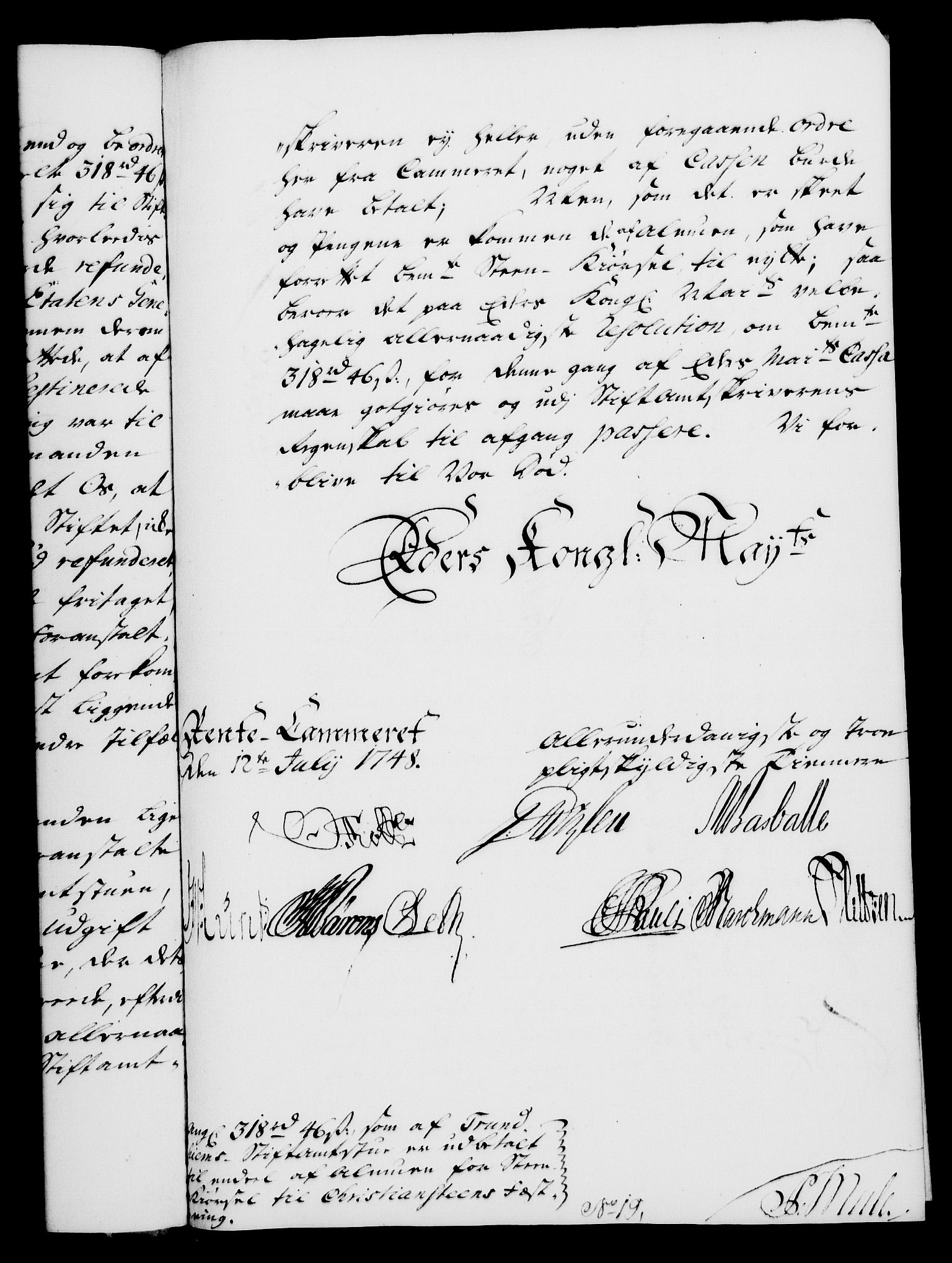 Rentekammeret, Kammerkanselliet, RA/EA-3111/G/Gf/Gfa/L0030: Norsk relasjons- og resolusjonsprotokoll (merket RK 52.30), 1748, s. 361