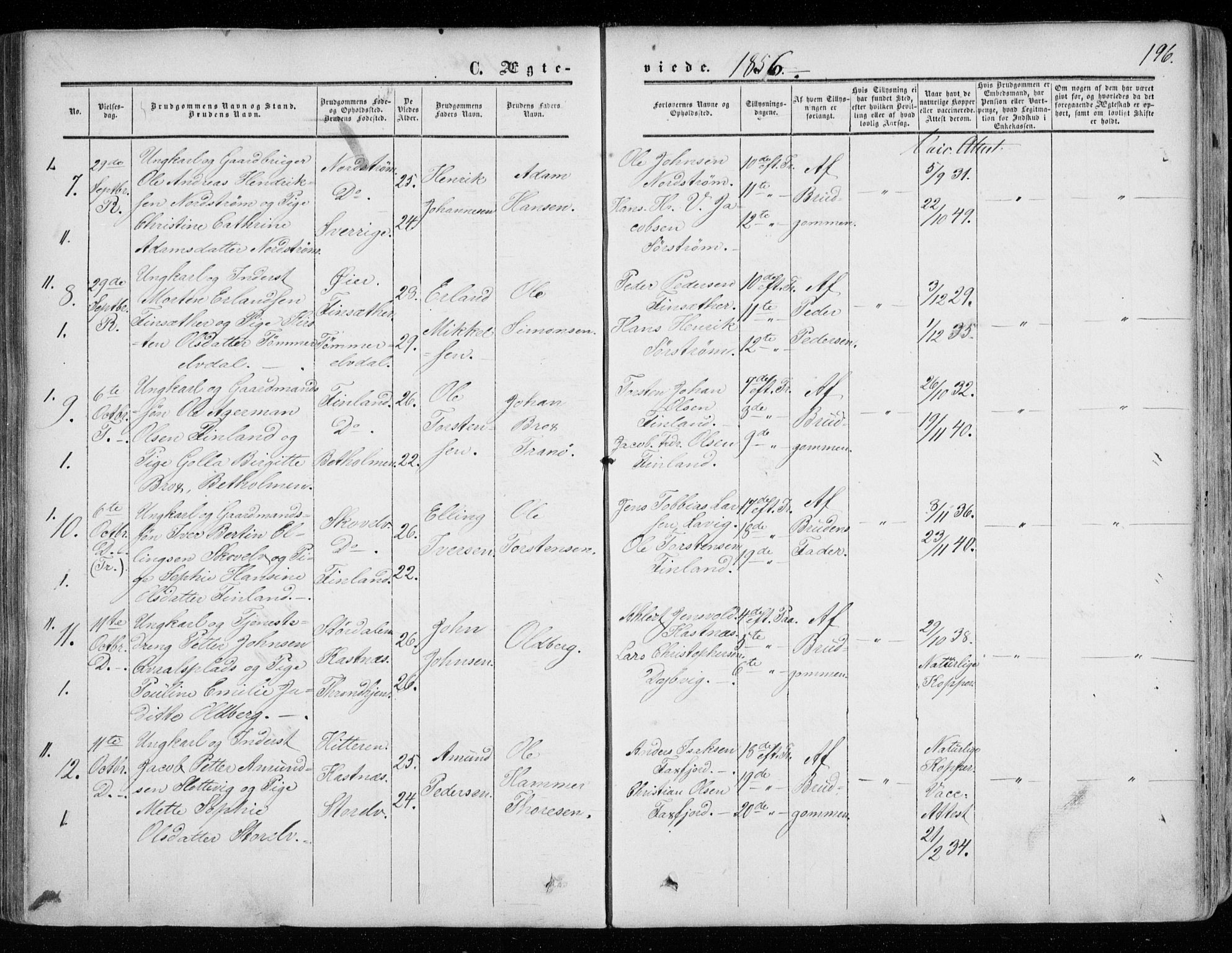 Tranøy sokneprestkontor, AV/SATØ-S-1313/I/Ia/Iaa/L0007kirke: Ministerialbok nr. 7, 1856-1866, s. 196