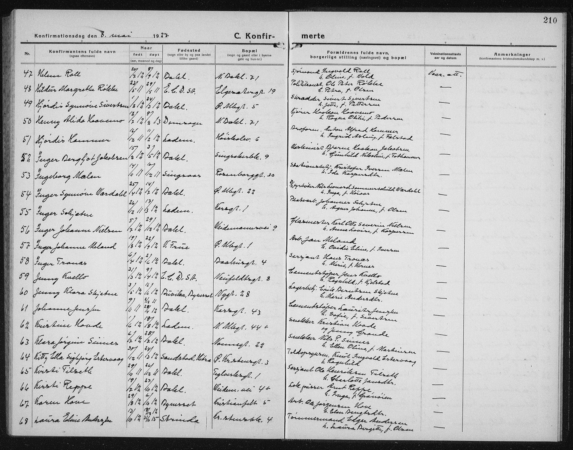 Ministerialprotokoller, klokkerbøker og fødselsregistre - Sør-Trøndelag, AV/SAT-A-1456/604/L0227: Klokkerbok nr. 604C10, 1923-1942, s. 210