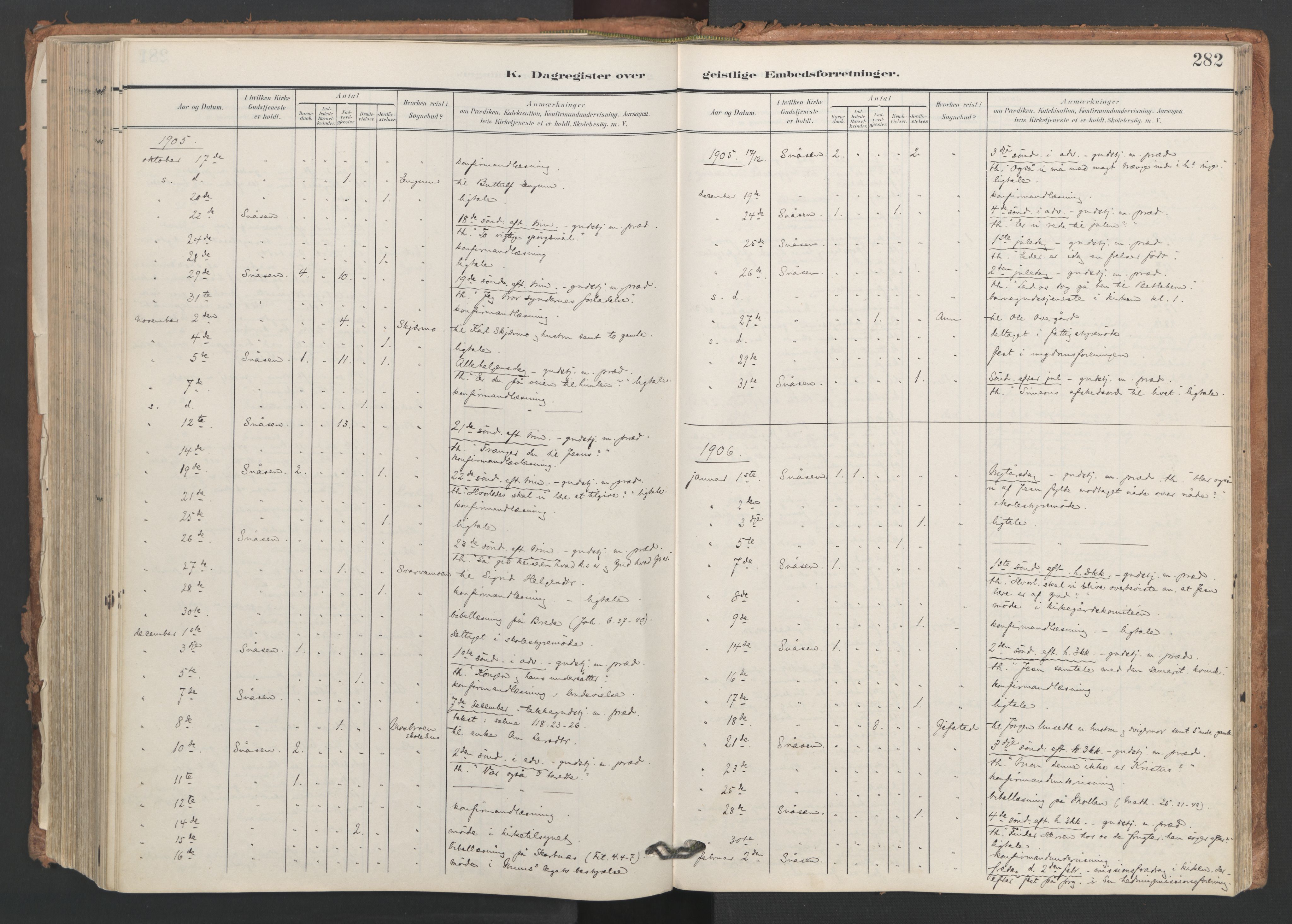 Ministerialprotokoller, klokkerbøker og fødselsregistre - Nord-Trøndelag, AV/SAT-A-1458/749/L0477: Ministerialbok nr. 749A11, 1902-1927, s. 282