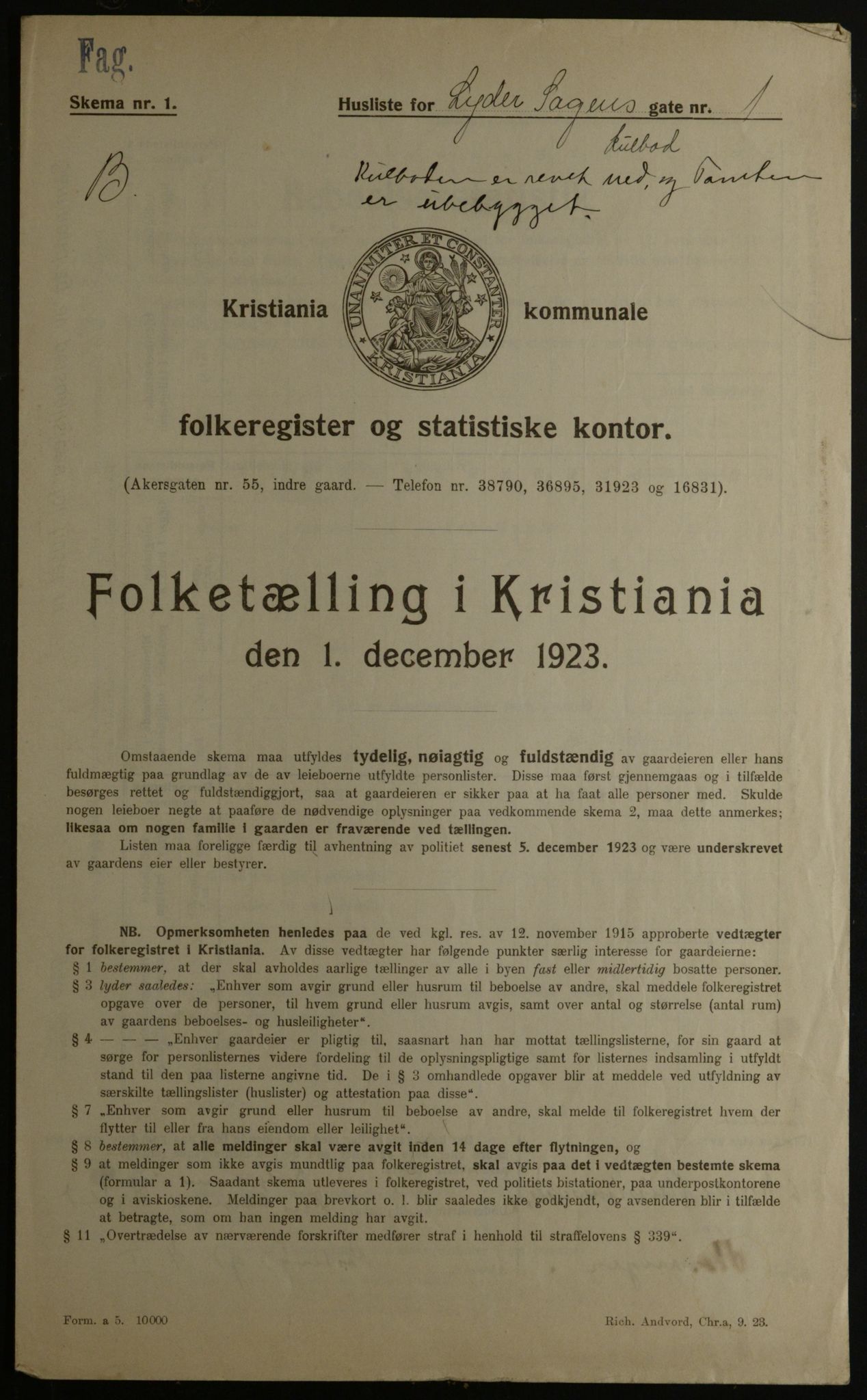 OBA, Kommunal folketelling 1.12.1923 for Kristiania, 1923, s. 64972