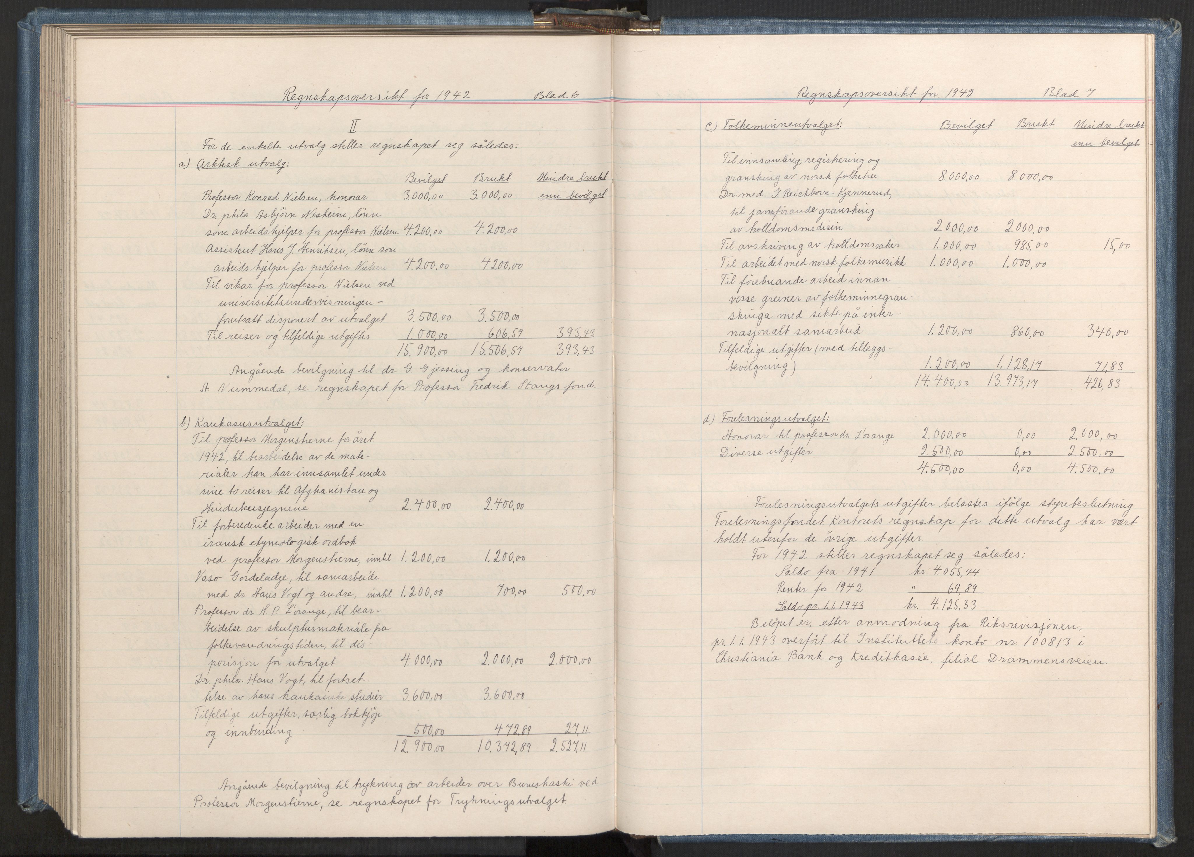 Instituttet for sammenlignende kulturforskning, AV/RA-PA-0424/A/L0001: Styremøter, 1923-1943