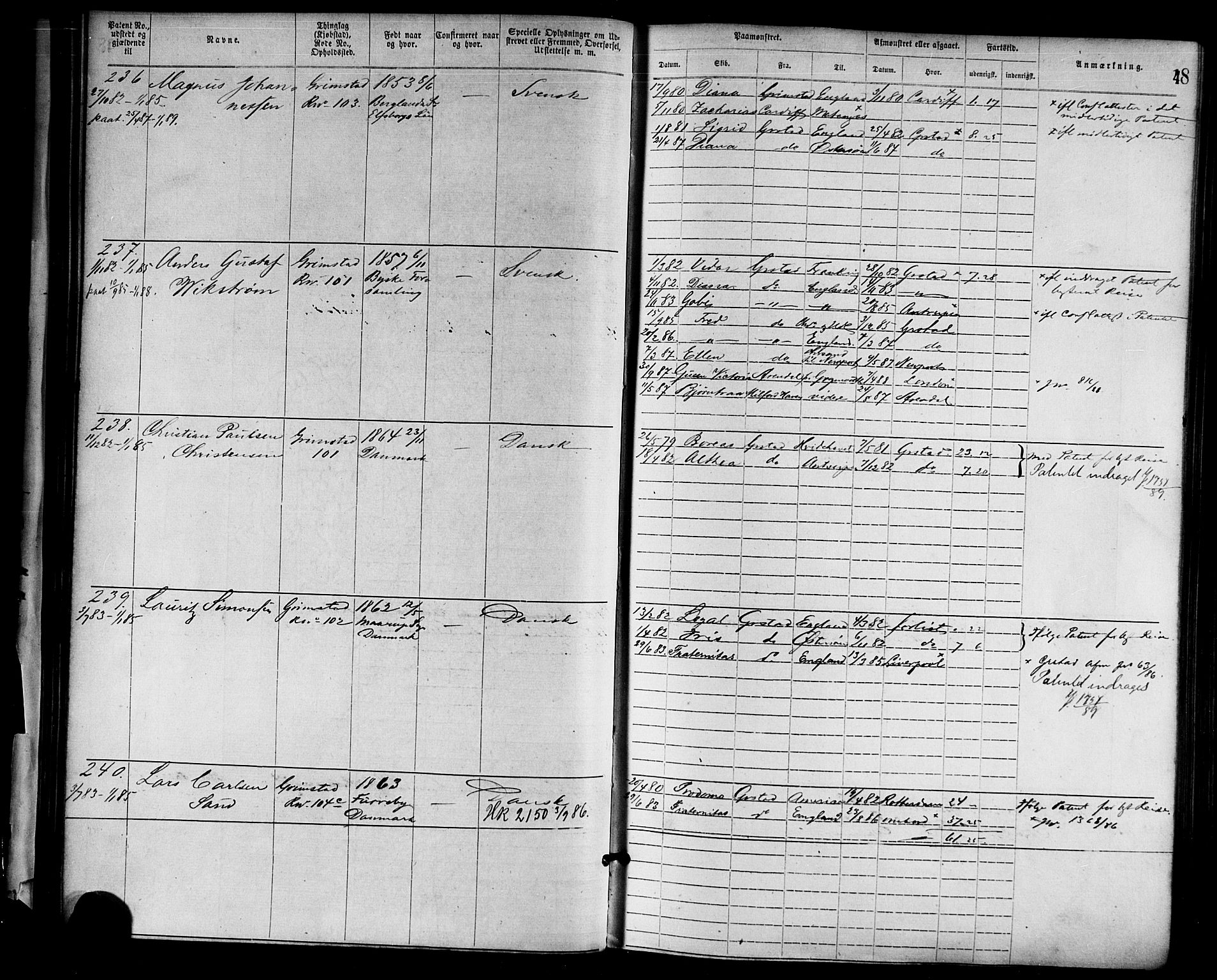 Grimstad mønstringskrets, AV/SAK-2031-0013/F/Fa/L0001: Annotasjonsrulle nr 1-1920 med register, F-1, 1870-1892, s. 70