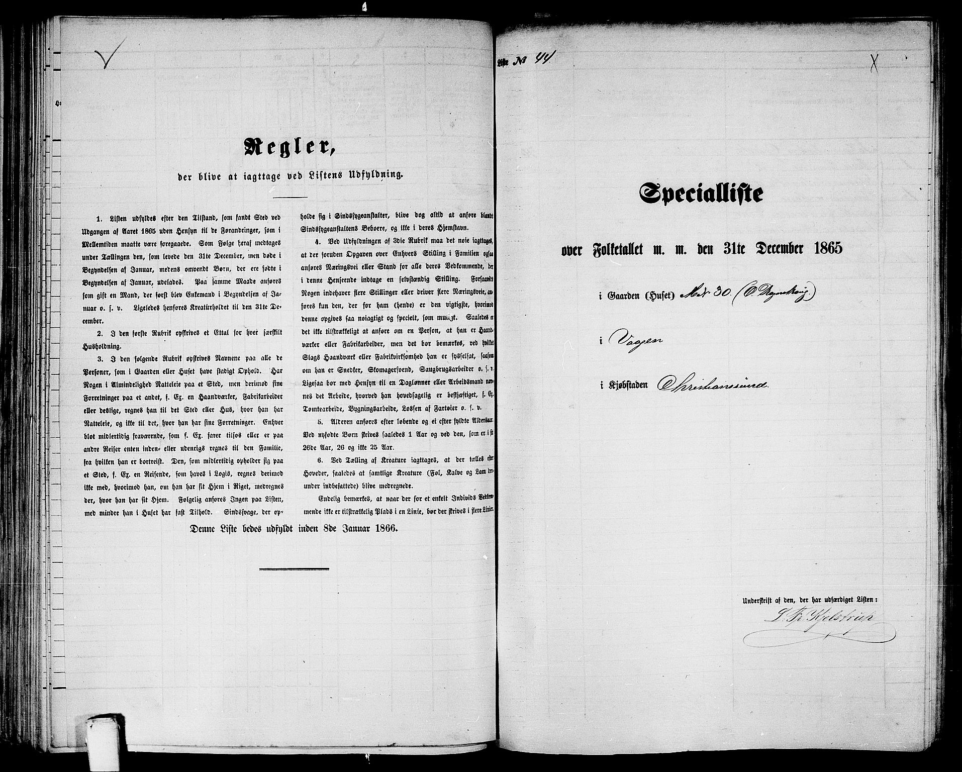 RA, Folketelling 1865 for 1503B Kristiansund prestegjeld, Kristiansund kjøpstad, 1865, s. 96