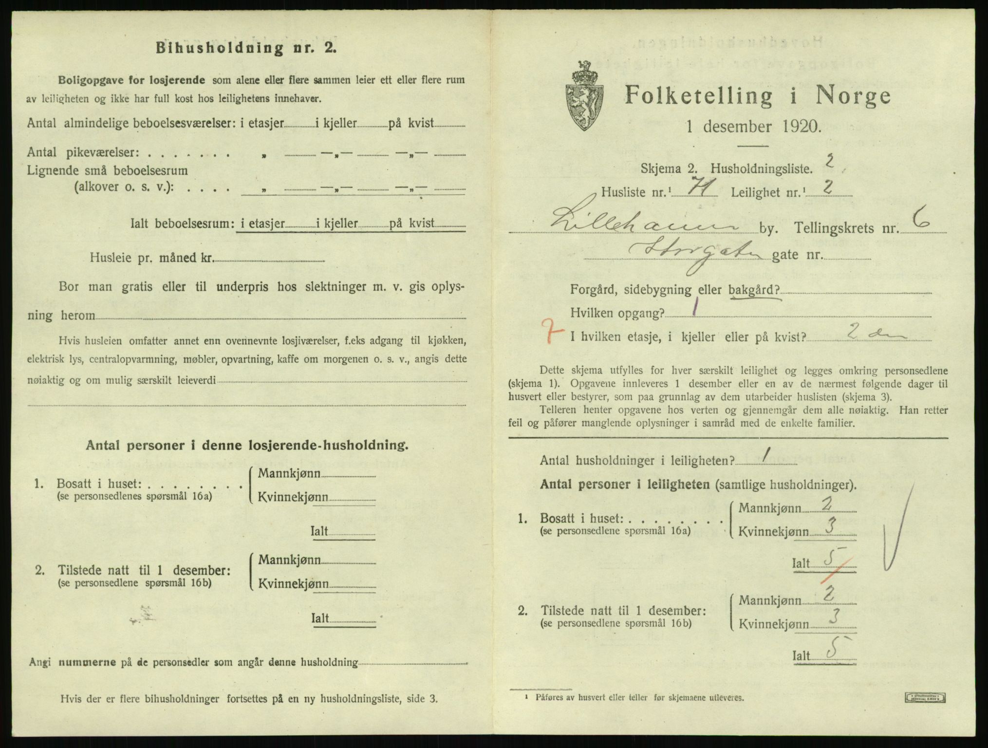 SAH, Folketelling 1920 for 0501 Lillehammer kjøpstad, 1920, s. 2574