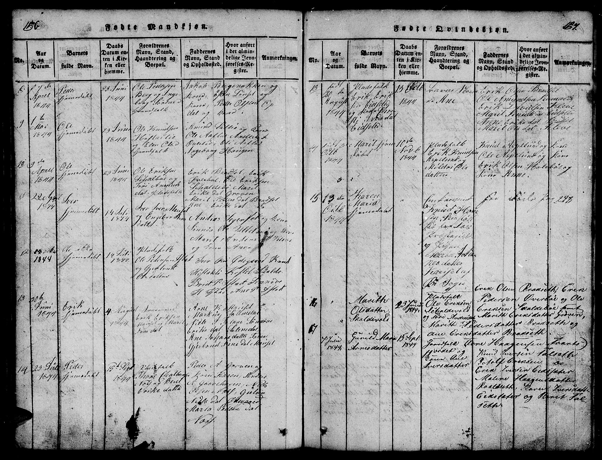 Ministerialprotokoller, klokkerbøker og fødselsregistre - Møre og Romsdal, AV/SAT-A-1454/557/L0683: Klokkerbok nr. 557C01, 1818-1862, s. 156-157