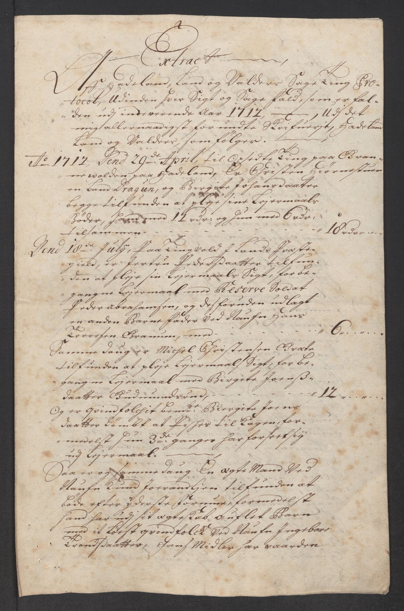 Rentekammeret inntil 1814, Reviderte regnskaper, Fogderegnskap, AV/RA-EA-4092/R18/L1309: Fogderegnskap Hadeland, Toten og Valdres, 1712, s. 274