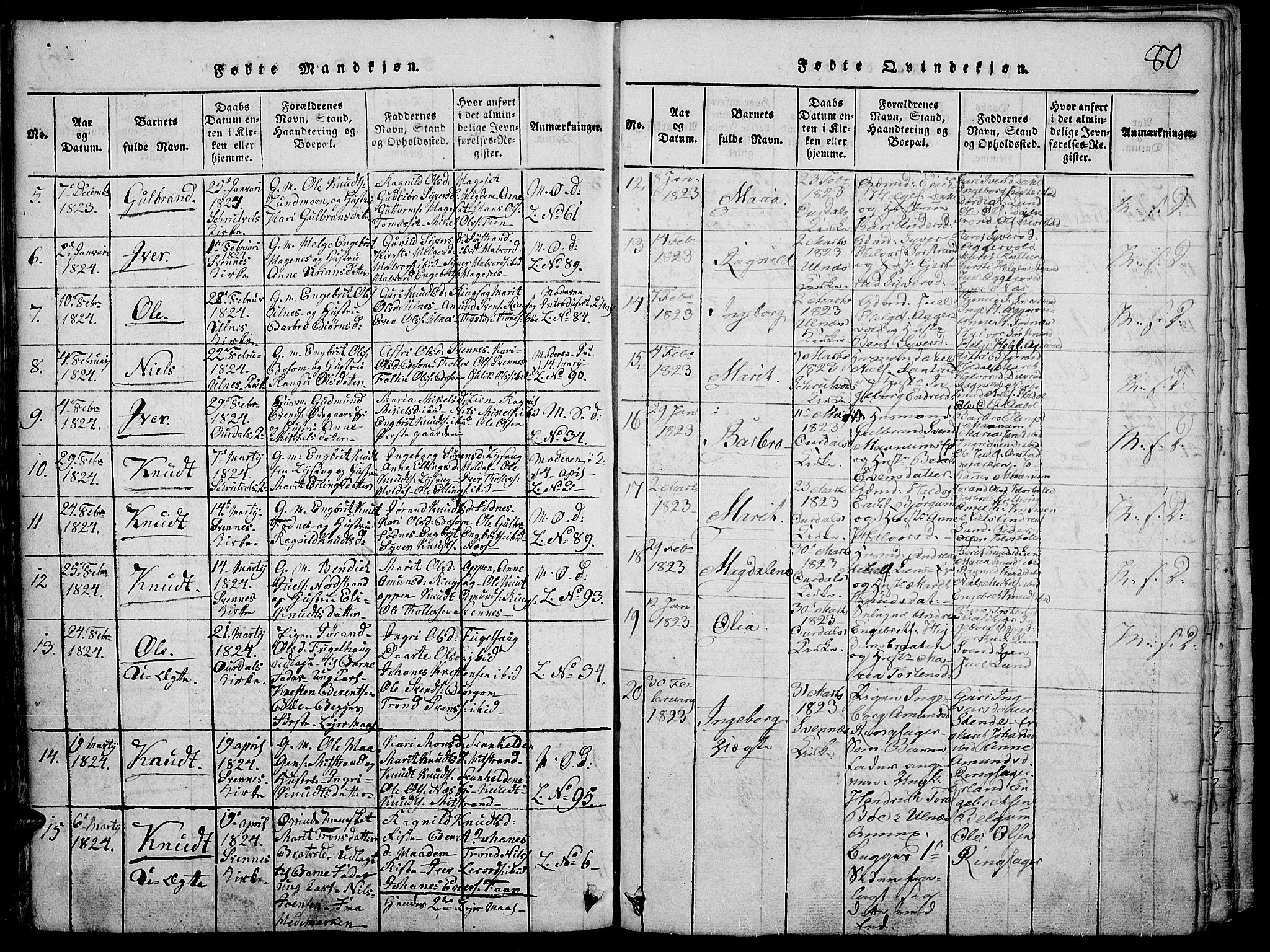 Nord-Aurdal prestekontor, SAH/PREST-132/H/Ha/Haa/L0002: Ministerialbok nr. 2, 1816-1828, s. 80