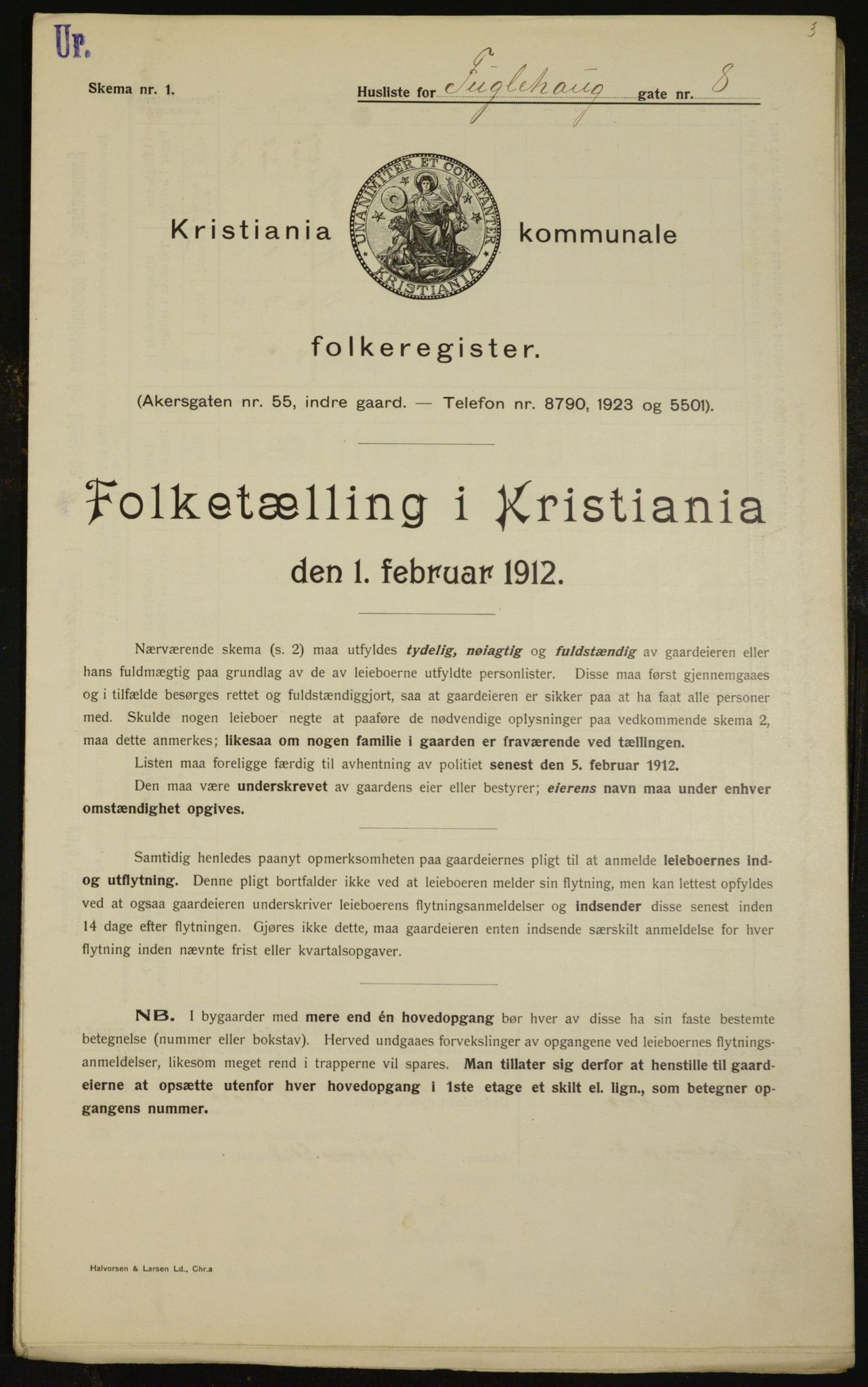 OBA, Kommunal folketelling 1.2.1912 for Kristiania, 1912, s. 28222