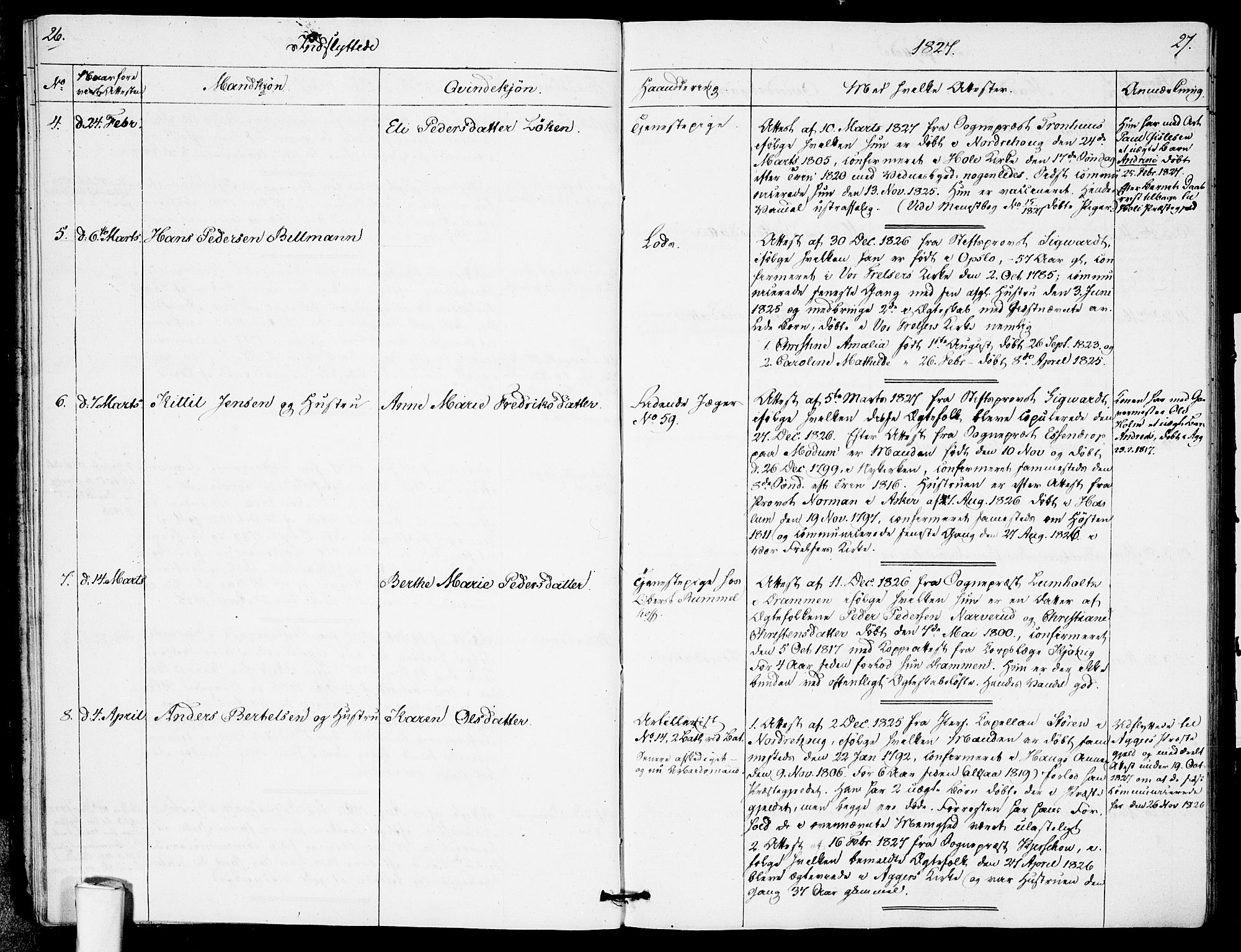 Garnisonsmenigheten Kirkebøker, AV/SAO-A-10846/F/Fa/L0005: Ministerialbok nr. 5, 1824-1830, s. 26-27