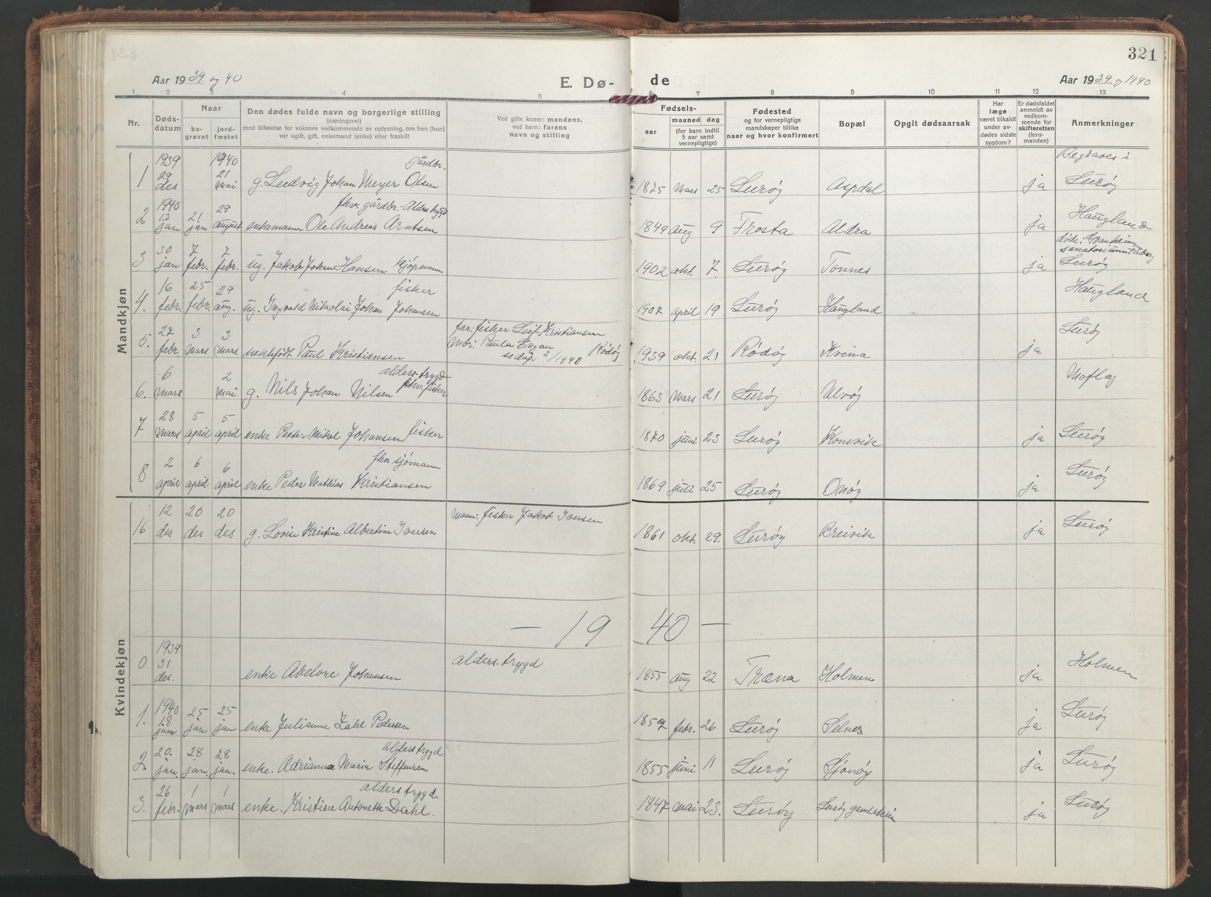 Ministerialprotokoller, klokkerbøker og fødselsregistre - Nordland, AV/SAT-A-1459/839/L0574: Klokkerbok nr. 839C04, 1918-1950, s. 321