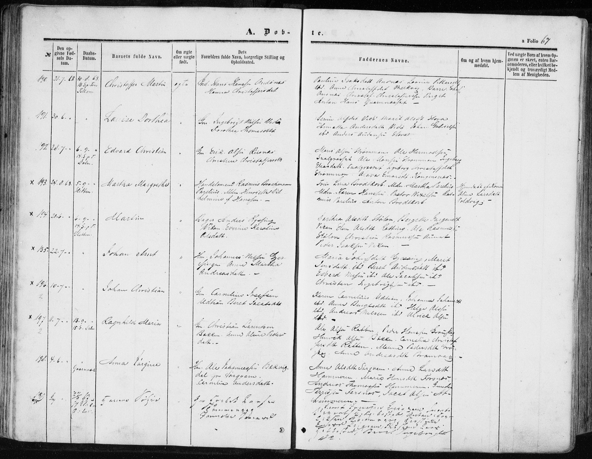 Ministerialprotokoller, klokkerbøker og fødselsregistre - Sør-Trøndelag, SAT/A-1456/634/L0531: Ministerialbok nr. 634A07, 1861-1870, s. 67