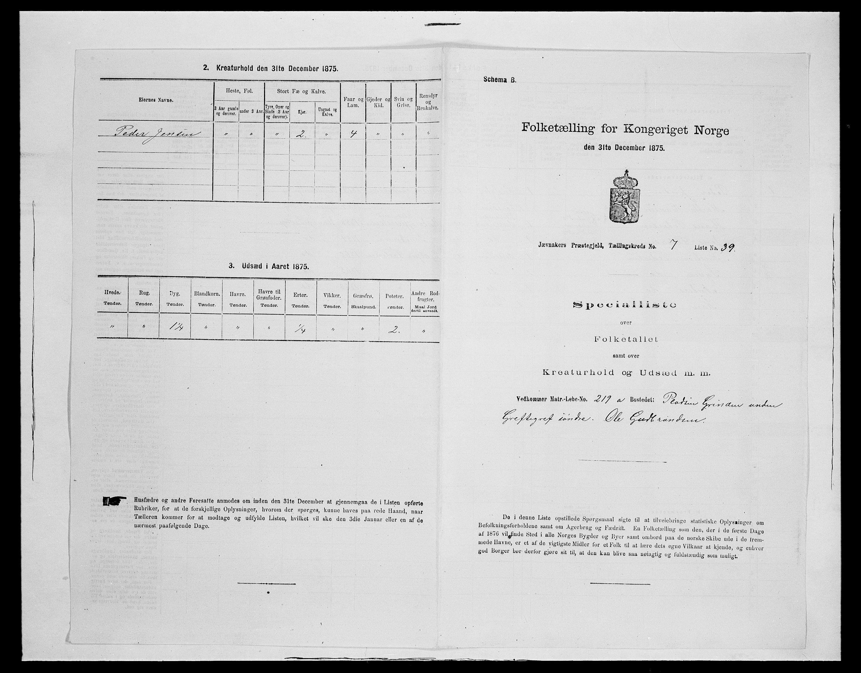 SAH, Folketelling 1875 for 0532P Jevnaker prestegjeld, 1875, s. 1235
