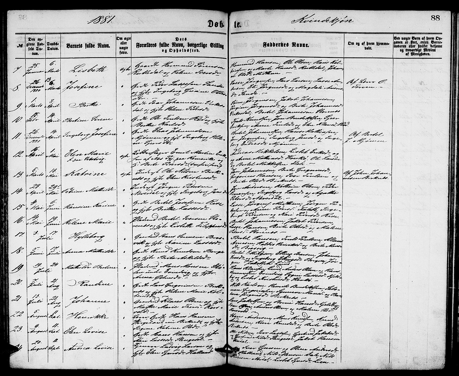 Gulen sokneprestembete, AV/SAB-A-80201/H/Hab/Habb/L0002: Klokkerbok nr. B 2, 1867-1883, s. 88