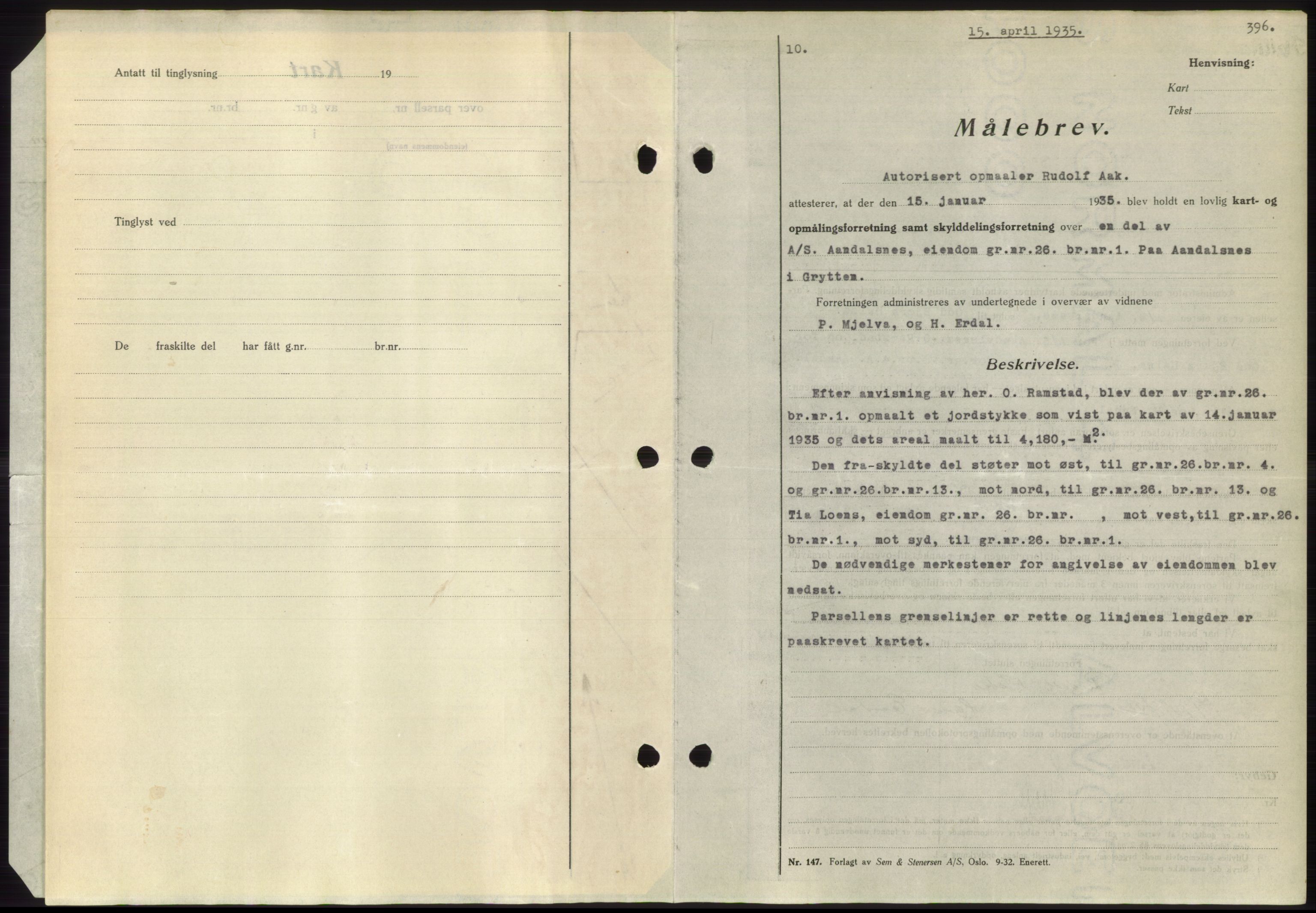 Romsdal sorenskriveri, AV/SAT-A-4149/1/2/2C/L0066: Pantebok nr. 60, 1934-1935, Tingl.dato: 15.04.1935