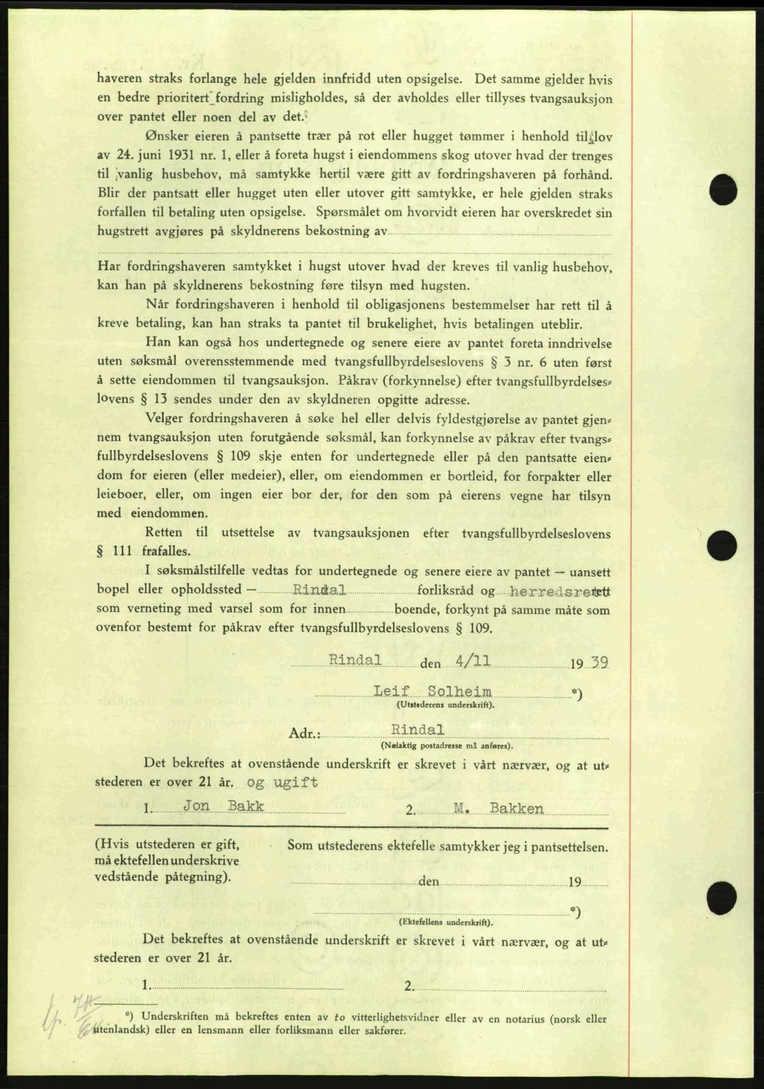 Nordmøre sorenskriveri, AV/SAT-A-4132/1/2/2Ca: Pantebok nr. B86, 1939-1940, Dagboknr: 3284/1939