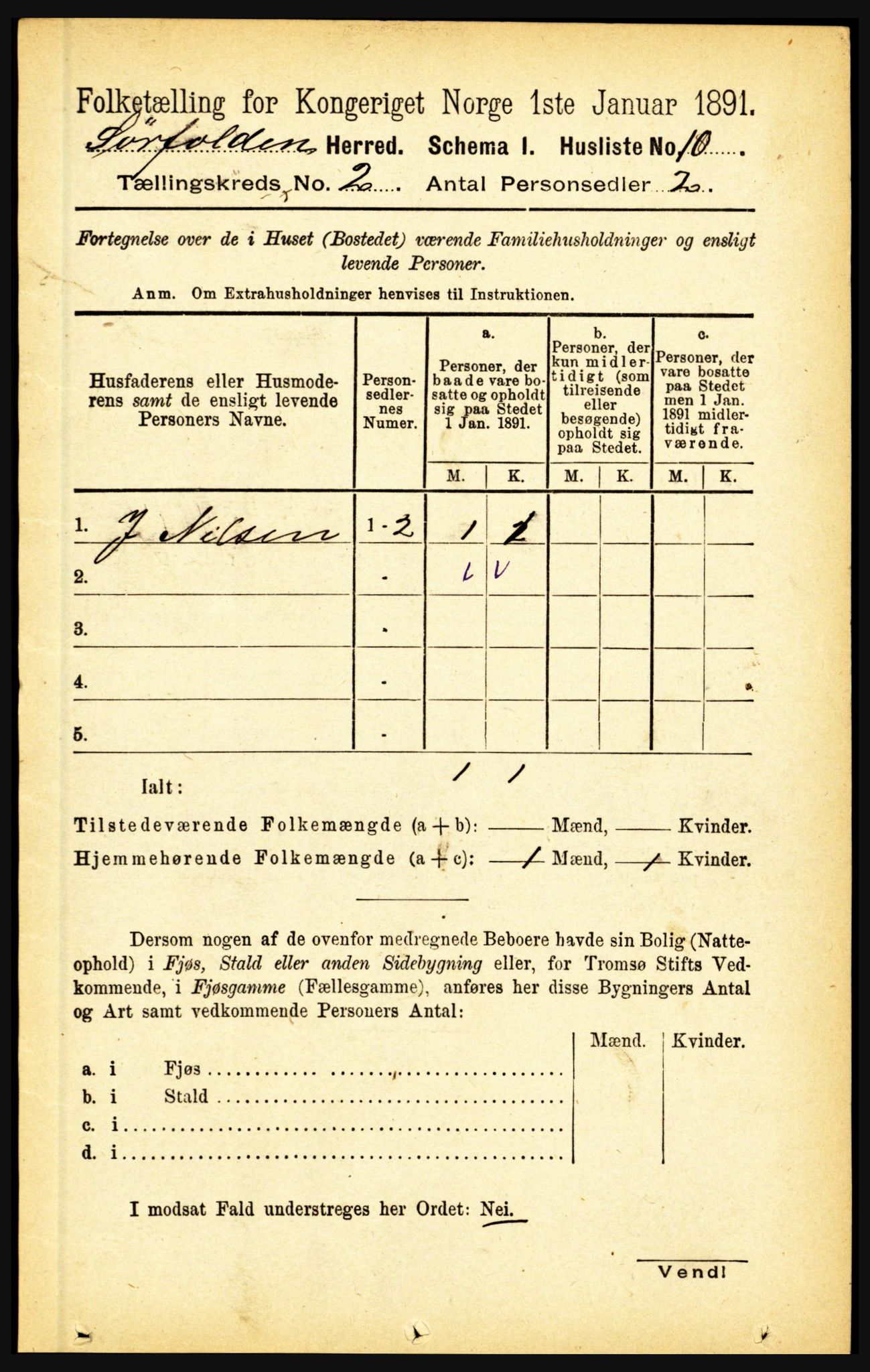 RA, Folketelling 1891 for 1845 Sørfold herred, 1891, s. 183