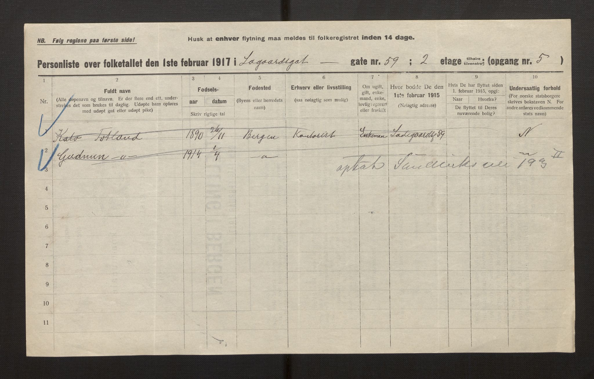 SAB, Kommunal folketelling 1917 for Bergen kjøpstad, 1917, s. 21204