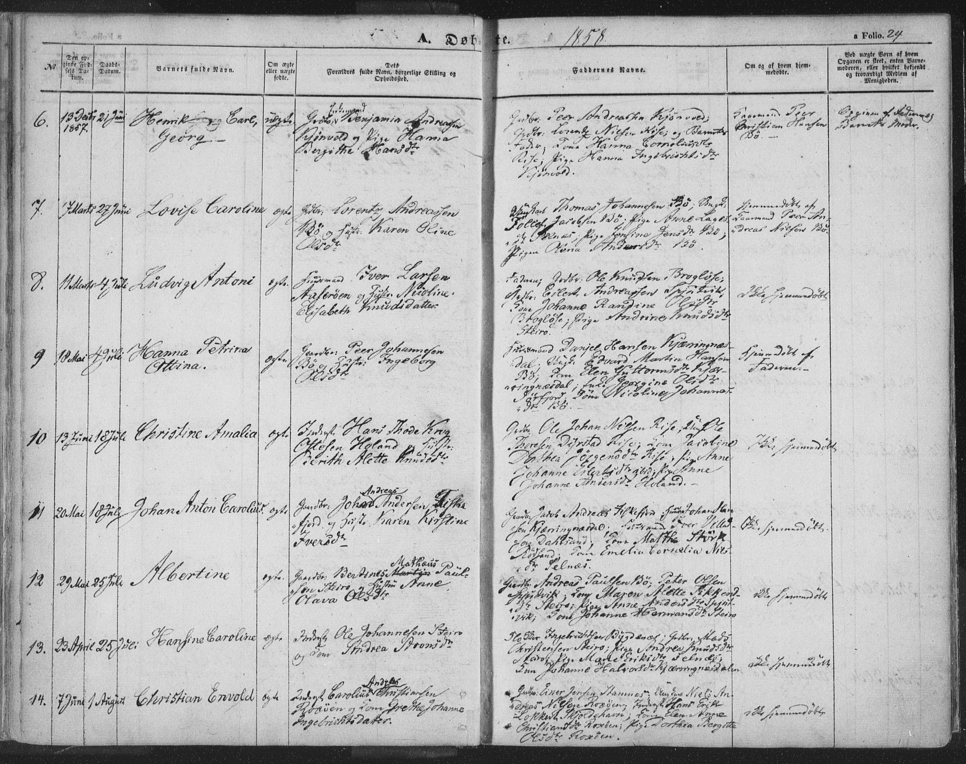 Ministerialprotokoller, klokkerbøker og fødselsregistre - Nordland, AV/SAT-A-1459/895/L1369: Ministerialbok nr. 895A04, 1852-1872, s. 24