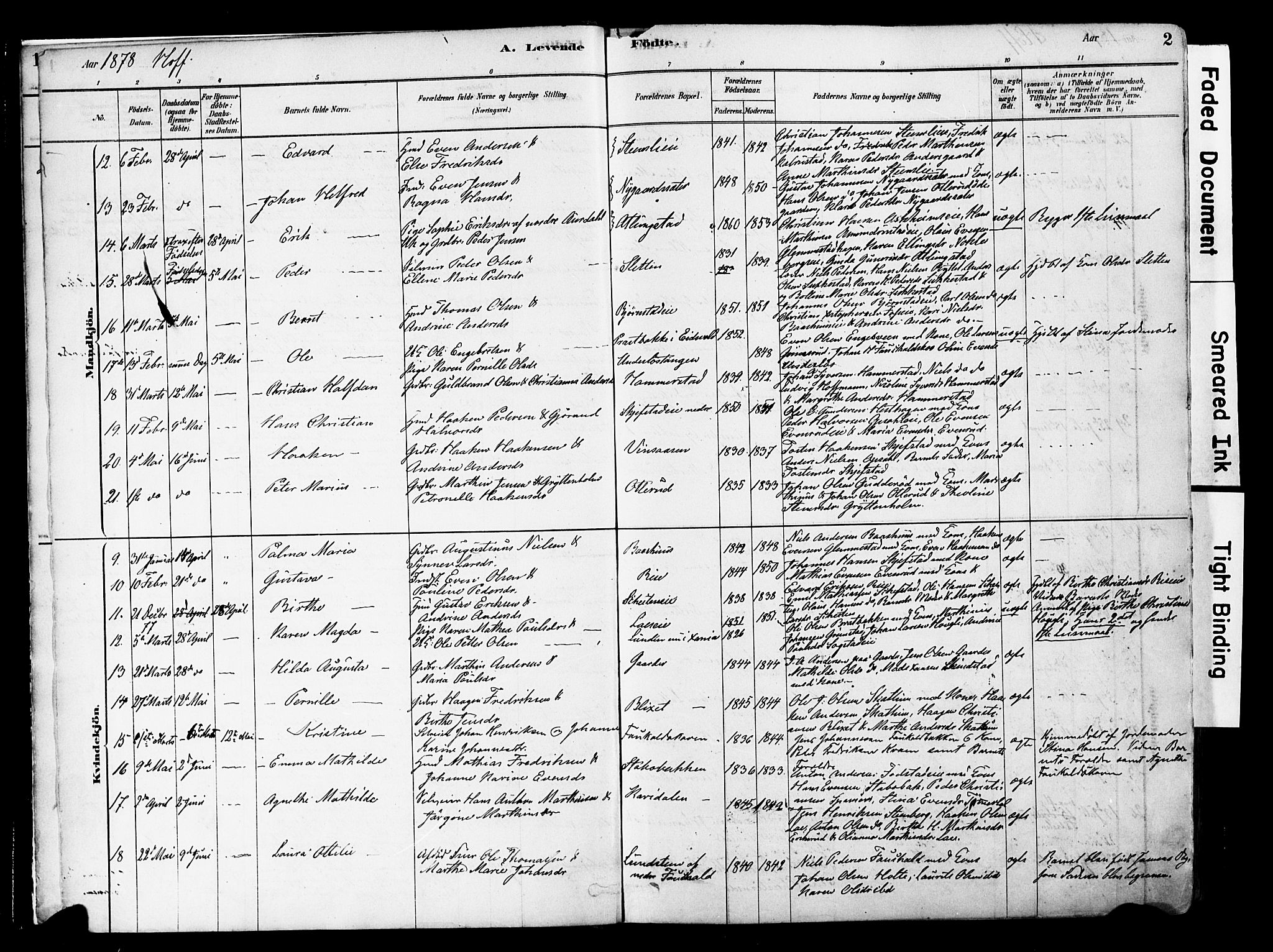 Østre Toten prestekontor, AV/SAH-PREST-104/H/Ha/Haa/L0006: Ministerialbok nr. 6 /1, 1878-1896, s. 2