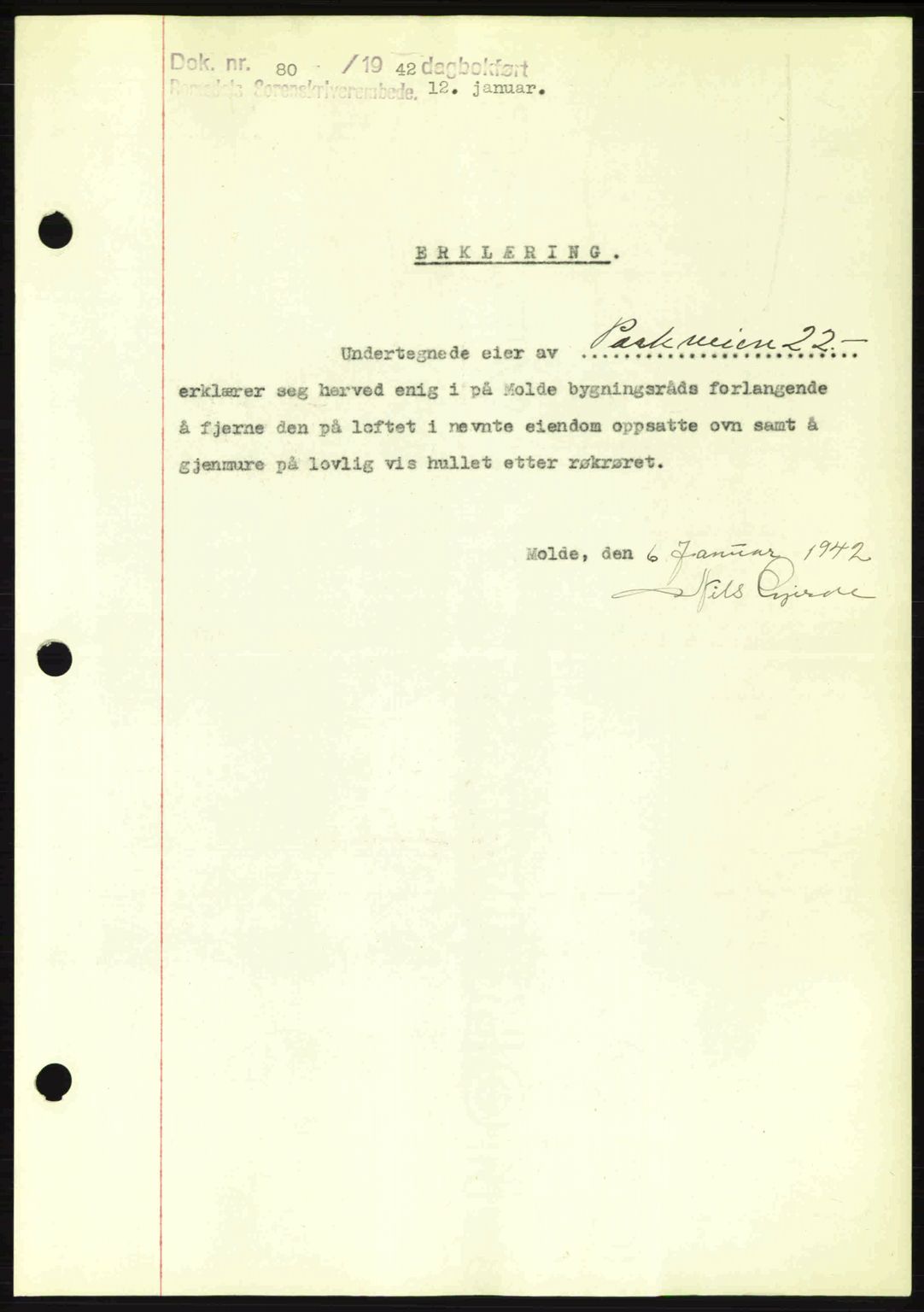 Romsdal sorenskriveri, SAT/A-4149/1/2/2C: Pantebok nr. B2, 1939-1945, Dagboknr: 80/1942