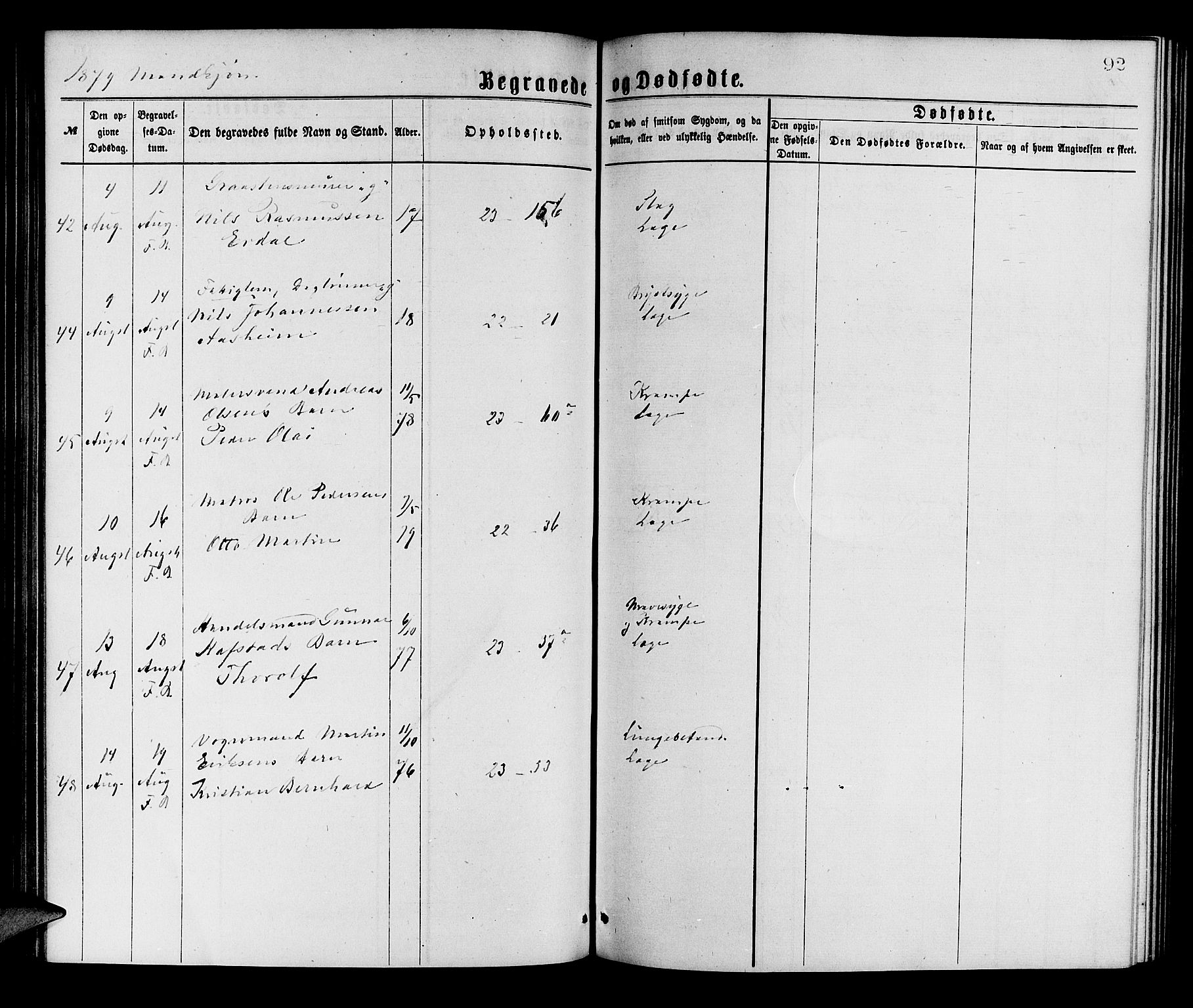 Korskirken sokneprestembete, AV/SAB-A-76101/H/Hab: Klokkerbok nr. E 3, 1871-1883, s. 92