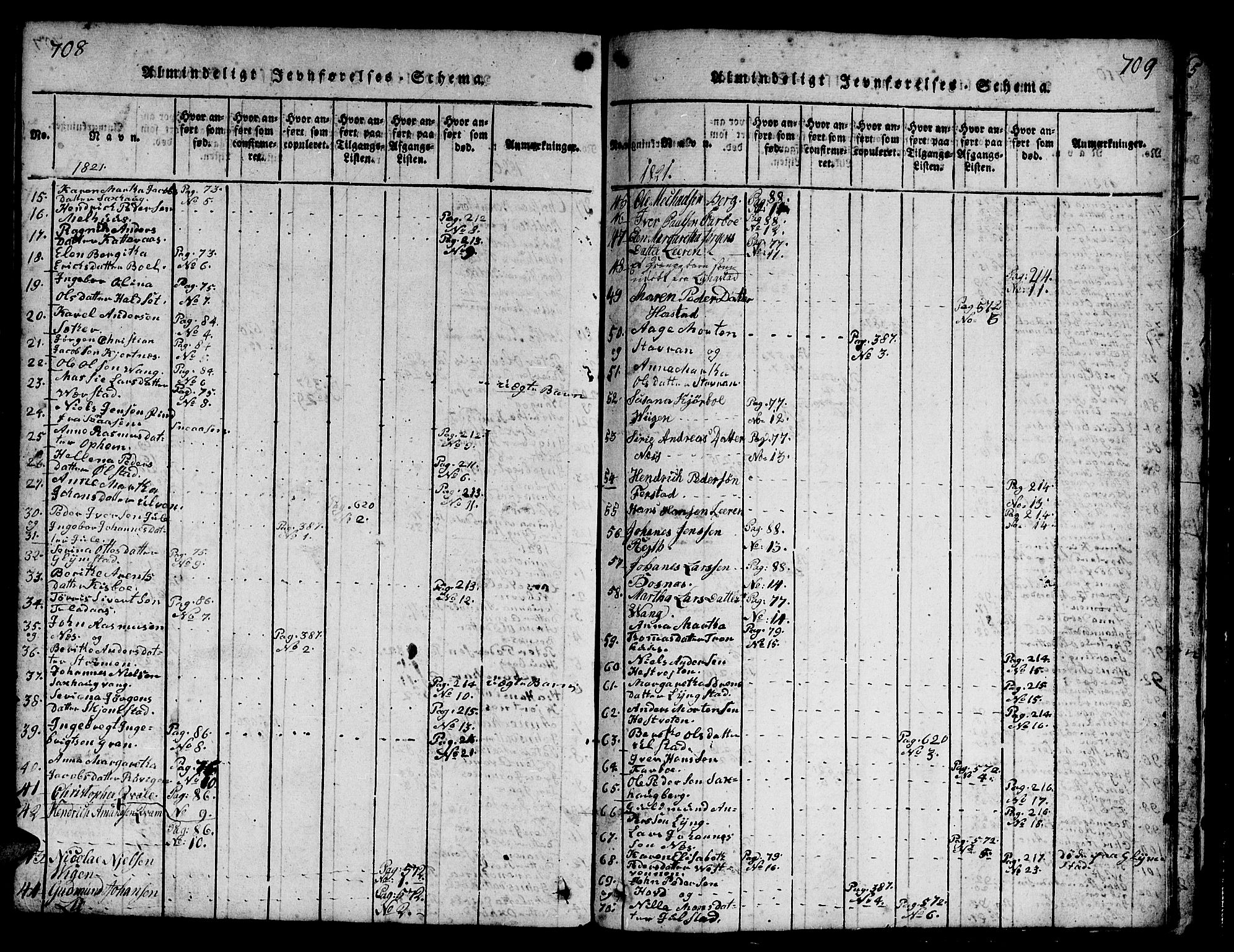 Ministerialprotokoller, klokkerbøker og fødselsregistre - Nord-Trøndelag, SAT/A-1458/730/L0298: Klokkerbok nr. 730C01, 1816-1849, s. 708-709