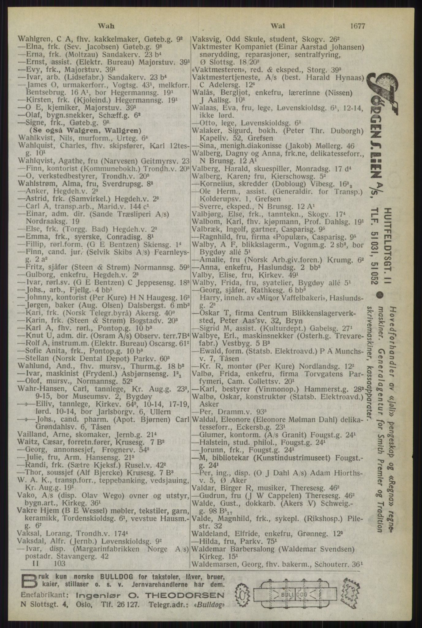 Kristiania/Oslo adressebok, PUBL/-, 1944, s. 1677