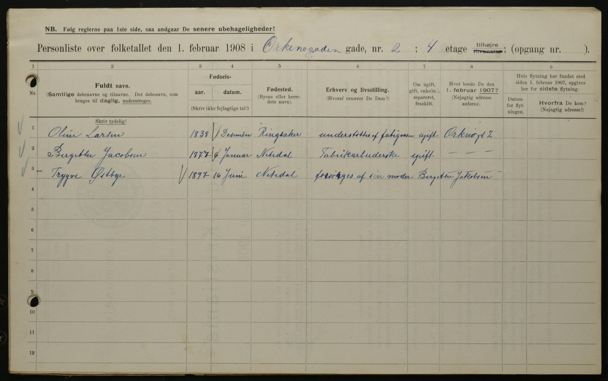 OBA, Kommunal folketelling 1.2.1908 for Kristiania kjøpstad, 1908, s. 68022