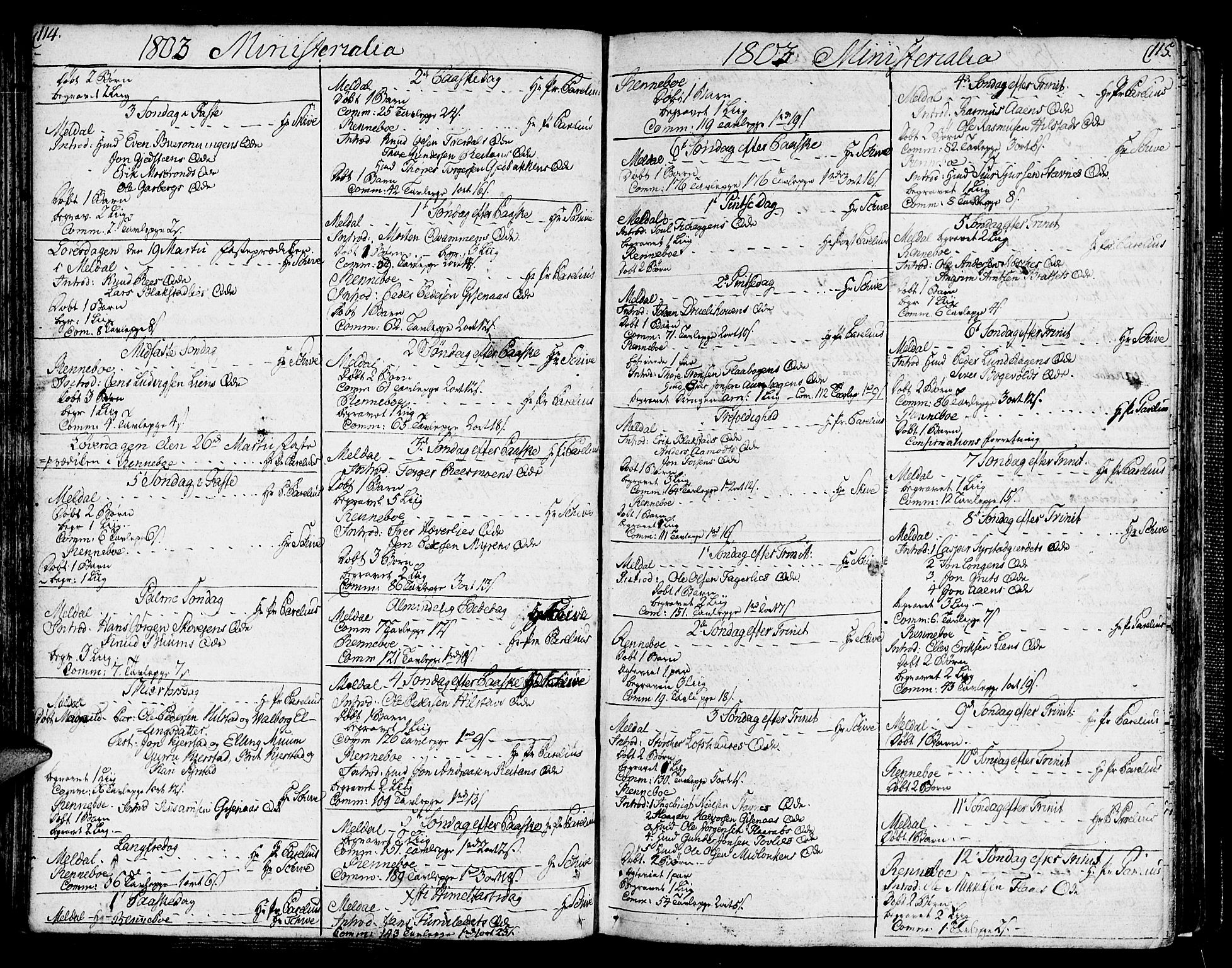 Ministerialprotokoller, klokkerbøker og fødselsregistre - Sør-Trøndelag, SAT/A-1456/672/L0852: Ministerialbok nr. 672A05, 1776-1815, s. 114-115