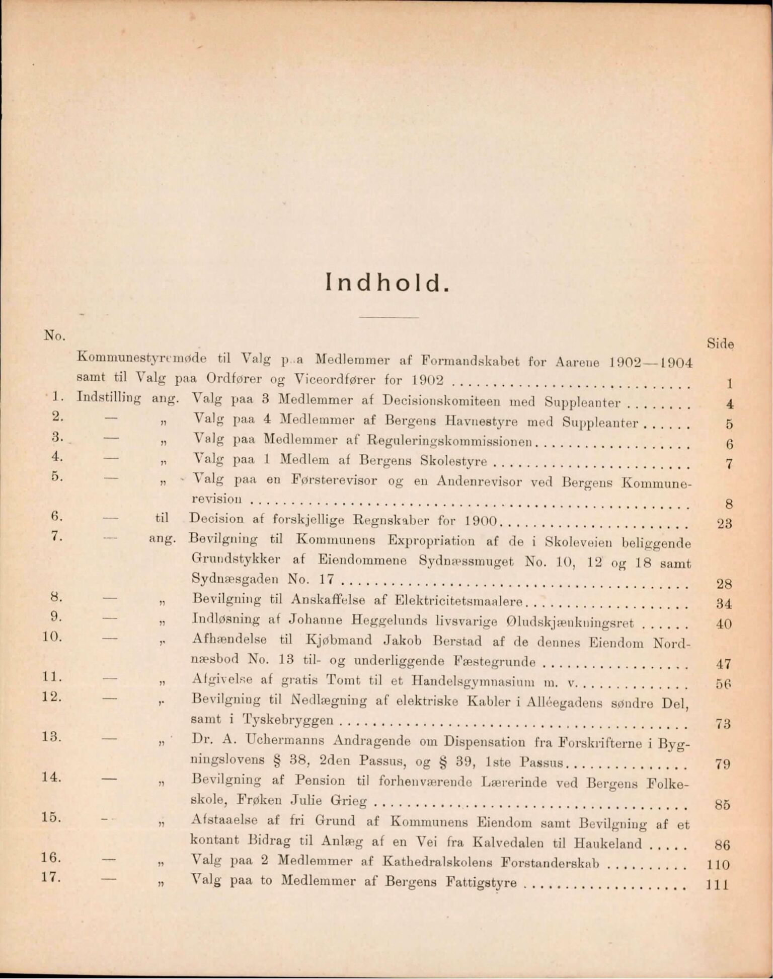 Bergen kommune. Formannskapet, BBA/A-0003/Ad/L0065: Bergens Kommuneforhandlinger, bind I, 1902