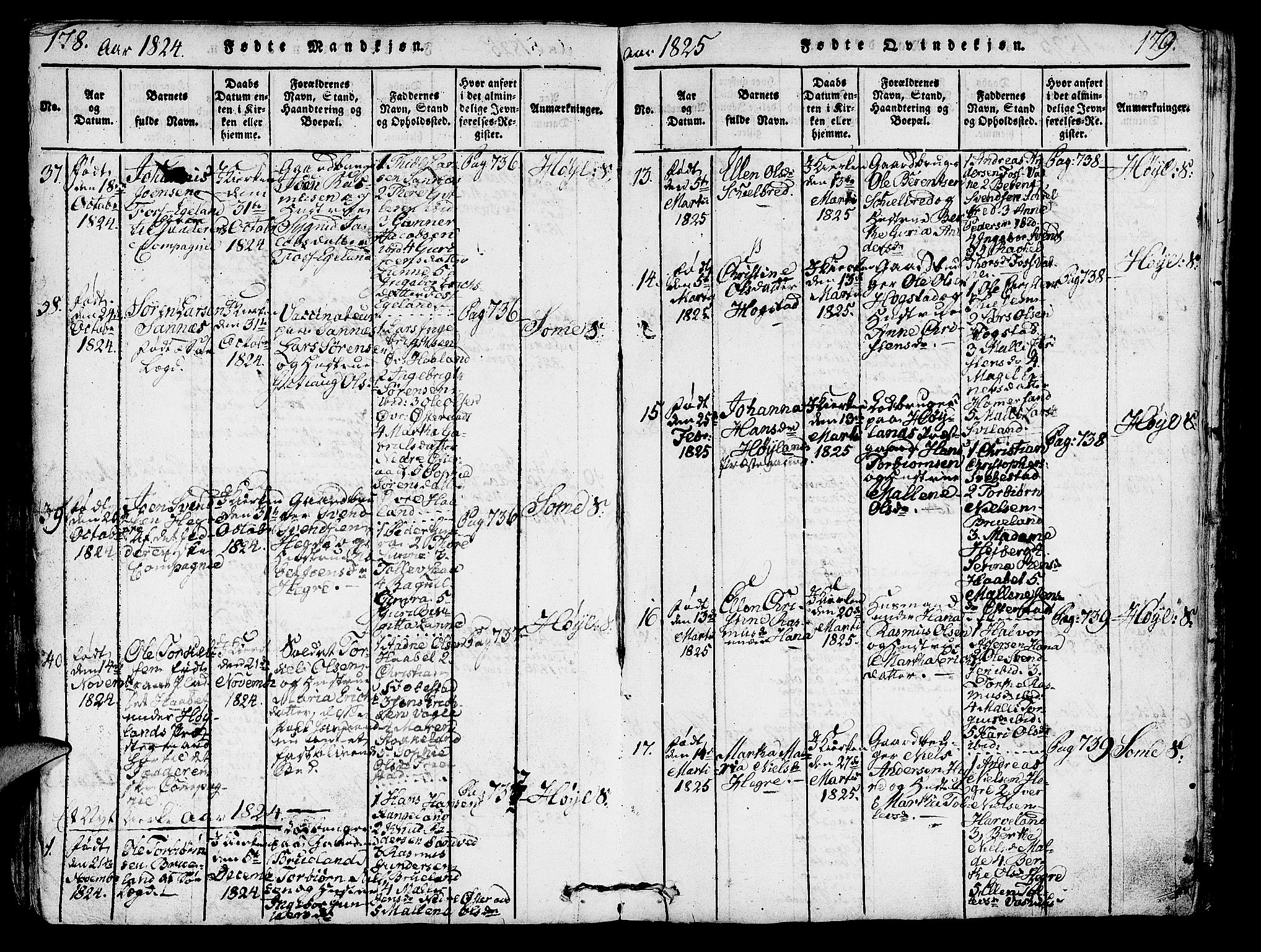 Høyland sokneprestkontor, AV/SAST-A-101799/001/30BA/L0006: Ministerialbok nr. A 6, 1815-1825, s. 178-179