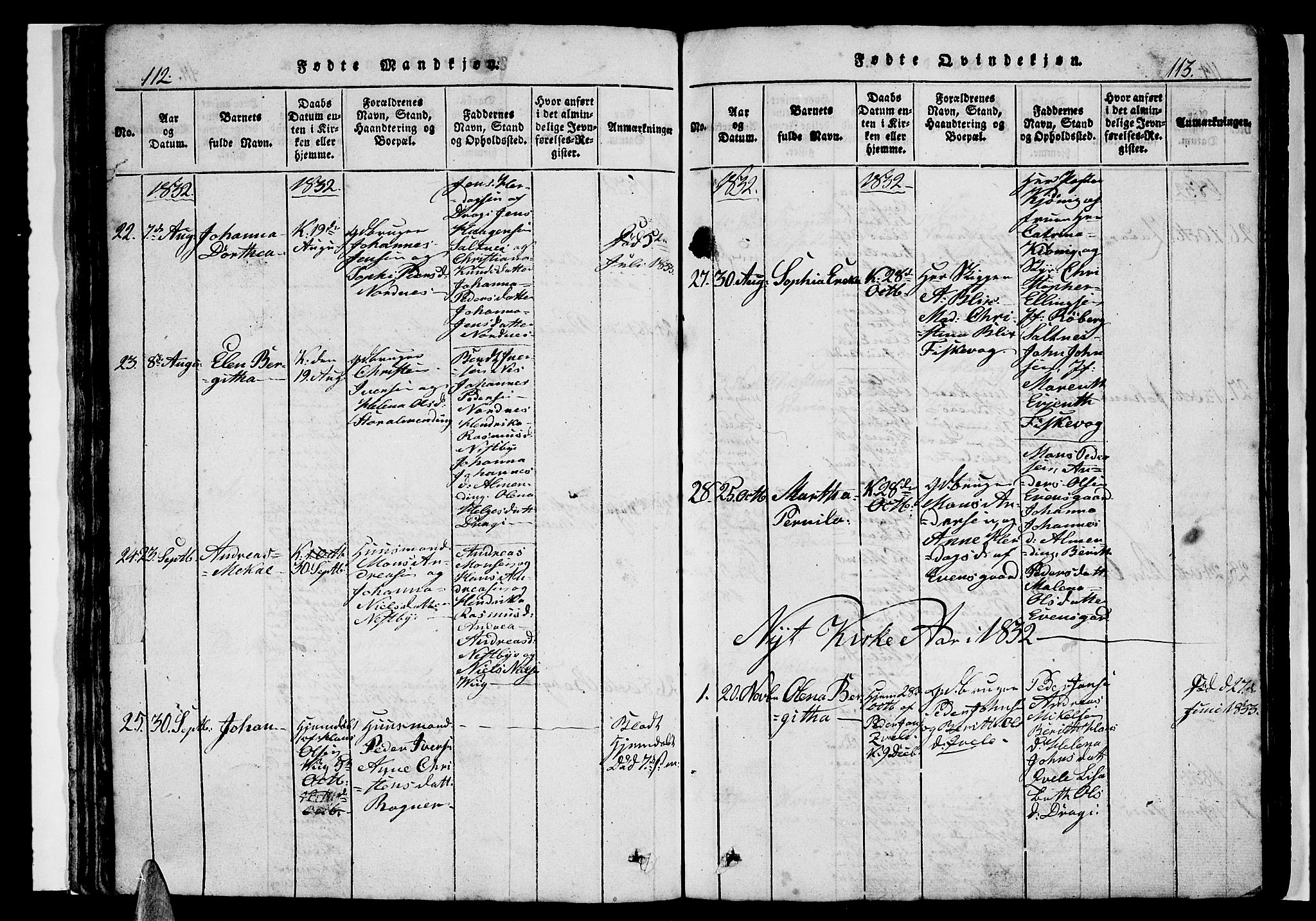 Ministerialprotokoller, klokkerbøker og fødselsregistre - Nordland, AV/SAT-A-1459/847/L0676: Klokkerbok nr. 847C04, 1821-1853, s. 112-113