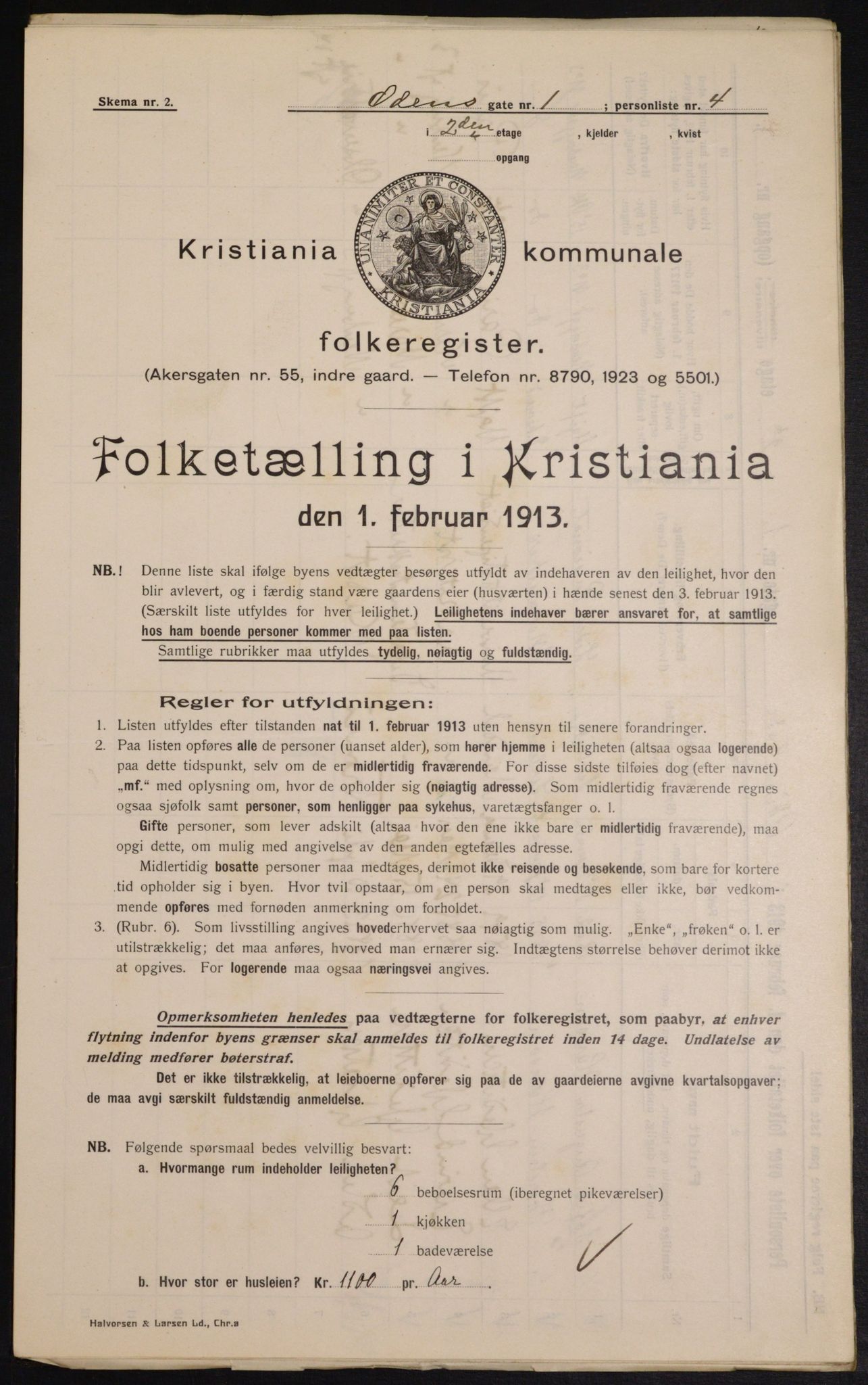 OBA, Kommunal folketelling 1.2.1913 for Kristiania, 1913, s. 74586